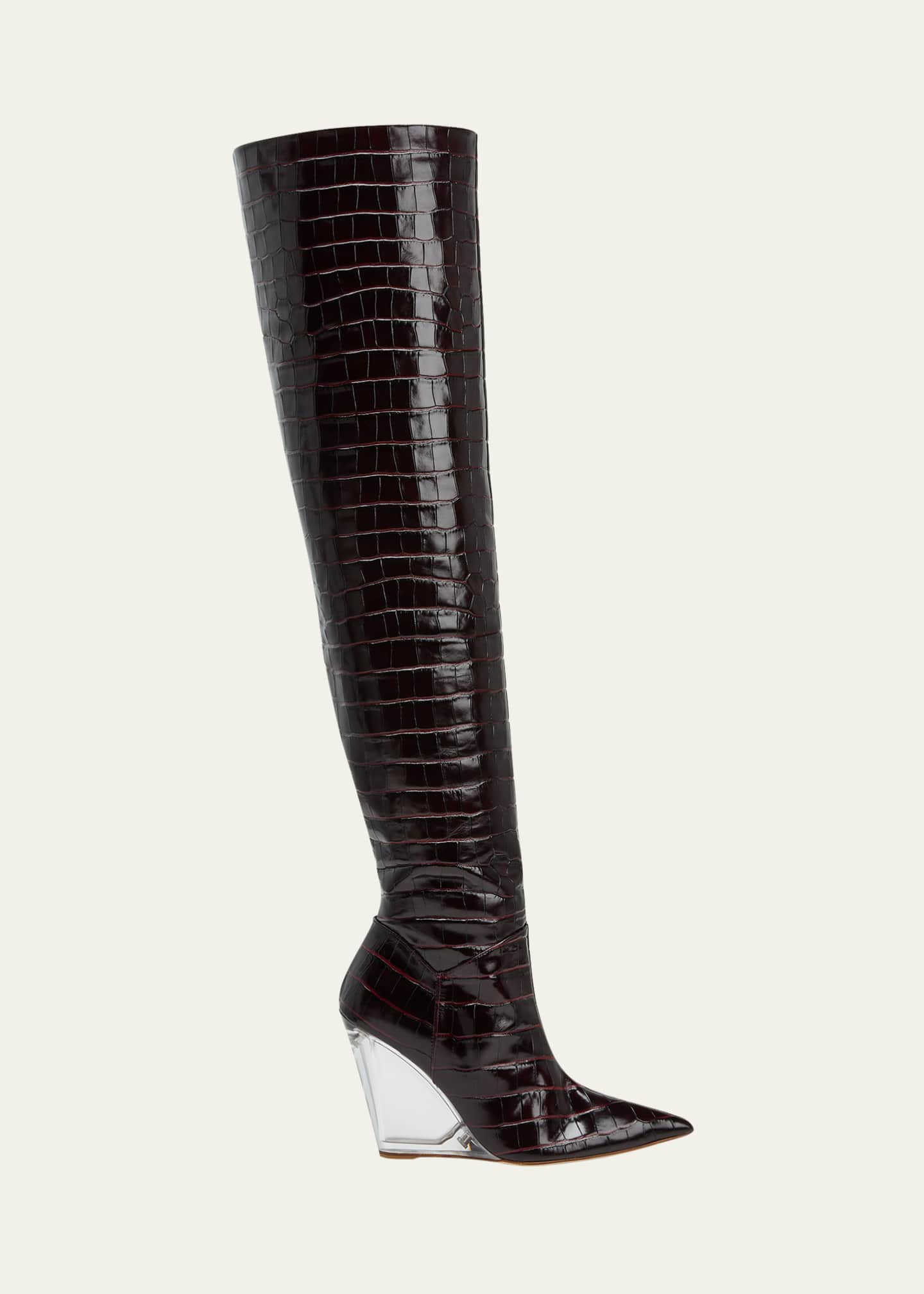 Stuart Weitzman Lucite Croco ClearHeel Boots Bergdorf Goodman