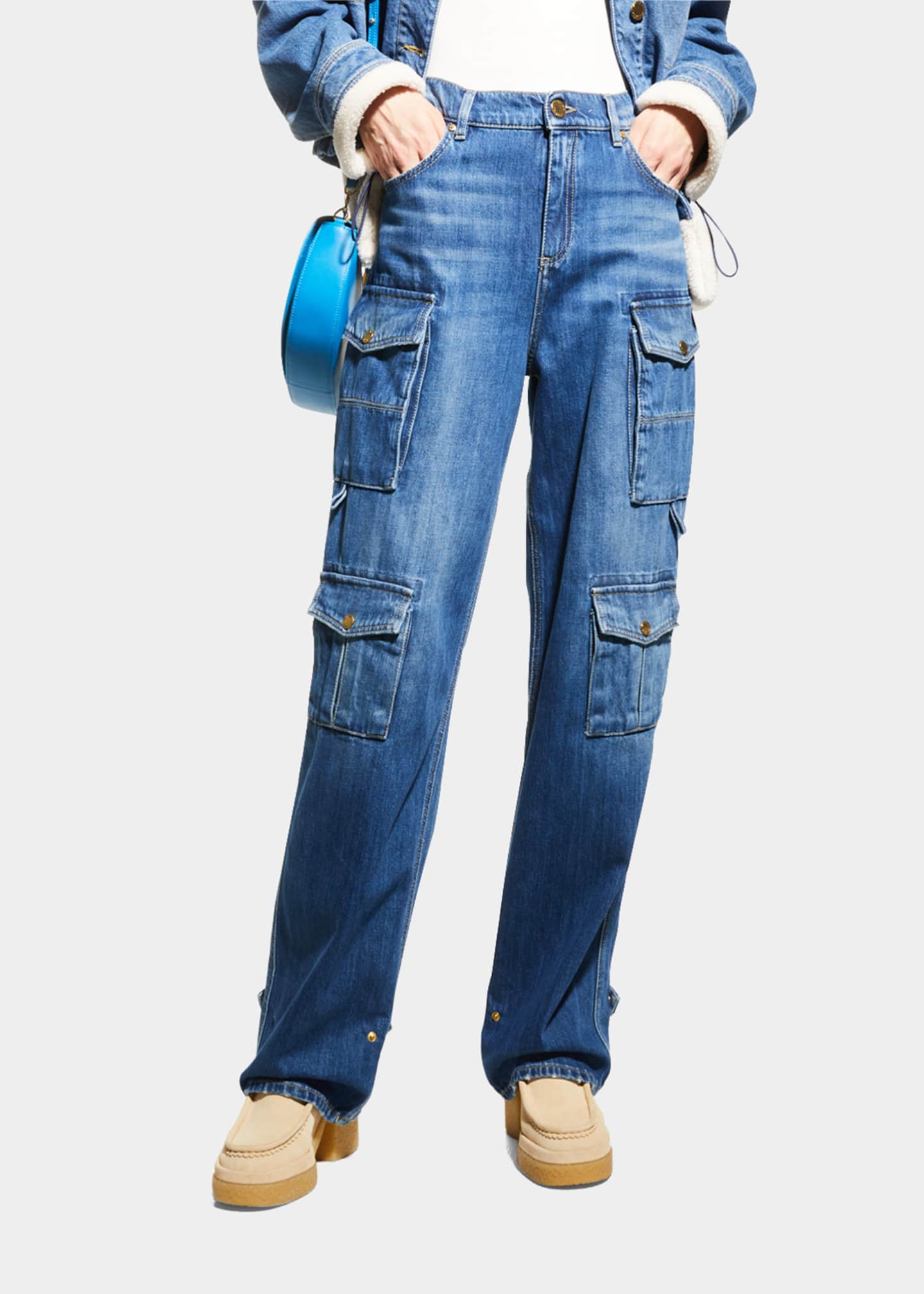 PINKO StraightLeg Cargo Denim Pants Bergdorf Goodman