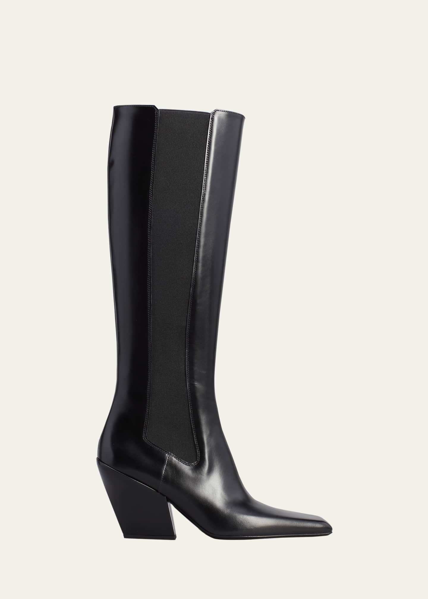 Prada Leather Square-Toe Tall Chelsea Boots - Bergdorf Goodman
