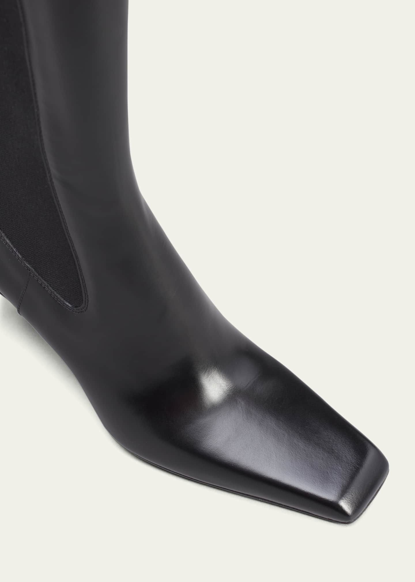 Prada Leather Square-Toe Tall Chelsea Boots - Bergdorf Goodman