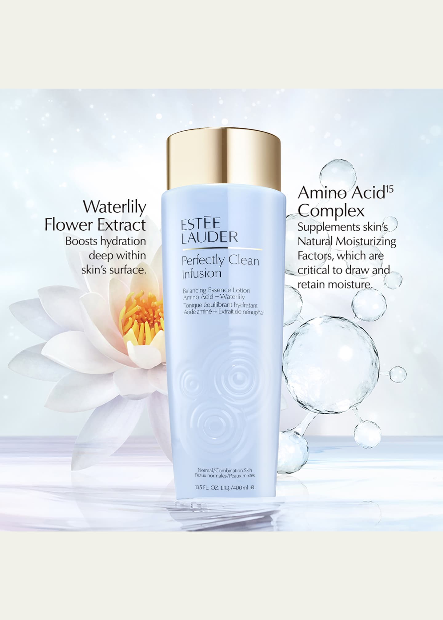 Estee Lauder Perfectly Clean Infusion Balancing Skin Essence Face Lotion Toner with Amino Acid + Waterlily Image 3 of 4