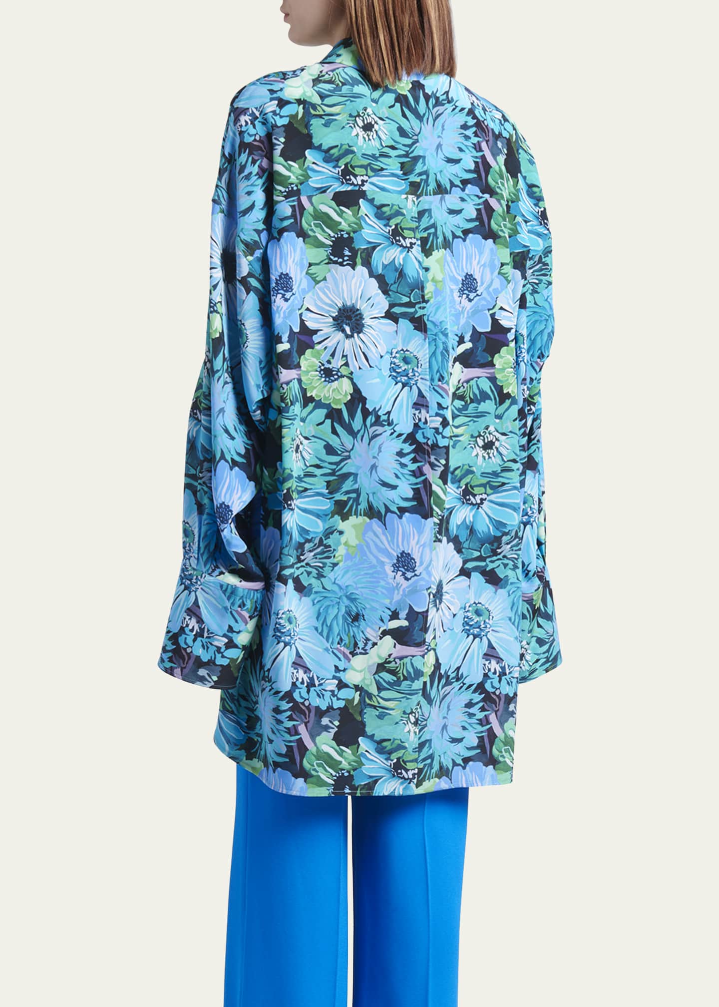 Stella McCartney Flower-Print Oversized Silk Blouse - Bergdorf Goodman