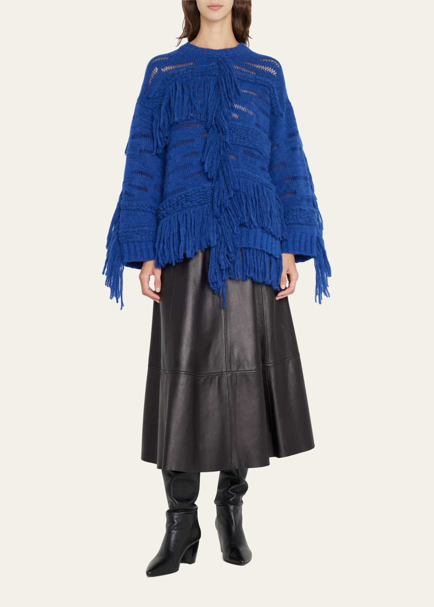 Stella McCartney Fringe Oversized Wool Sweater - Bergdorf Goodman