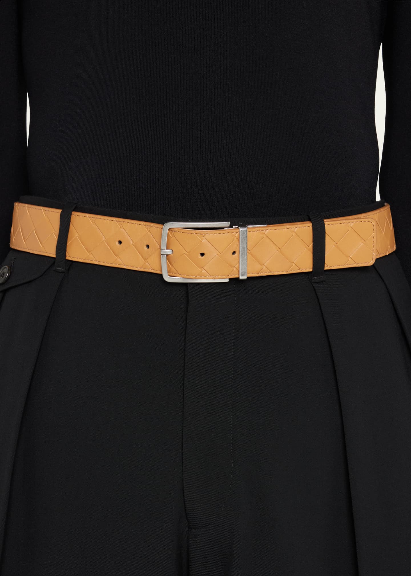 Bottega Veneta Men's Reversible Intrecciato Leather Belt - Bergdorf Goodman