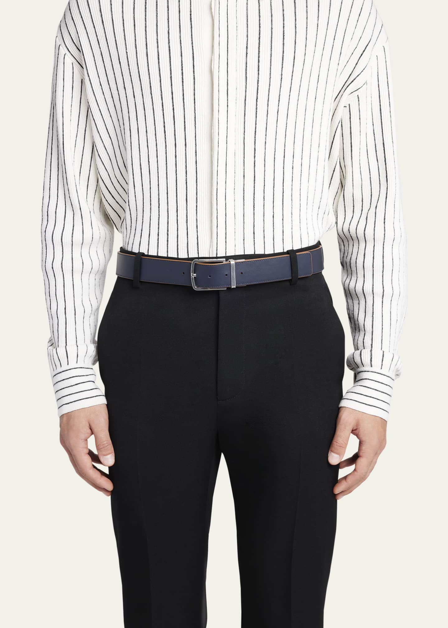 Bottega Veneta Men's Reversible Intrecciato Leather Belt Image 4 of 4