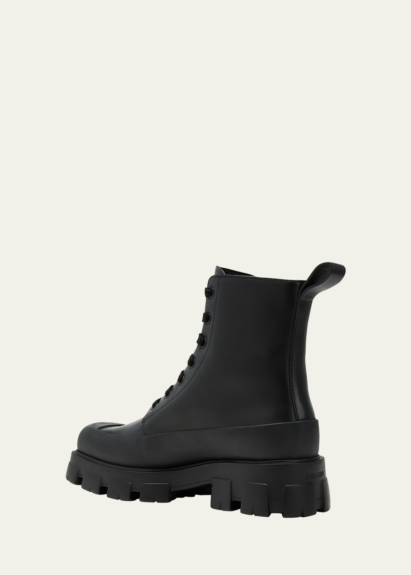 Prada Men's Lug-Sole Leather Combat Boots - Bergdorf Goodman