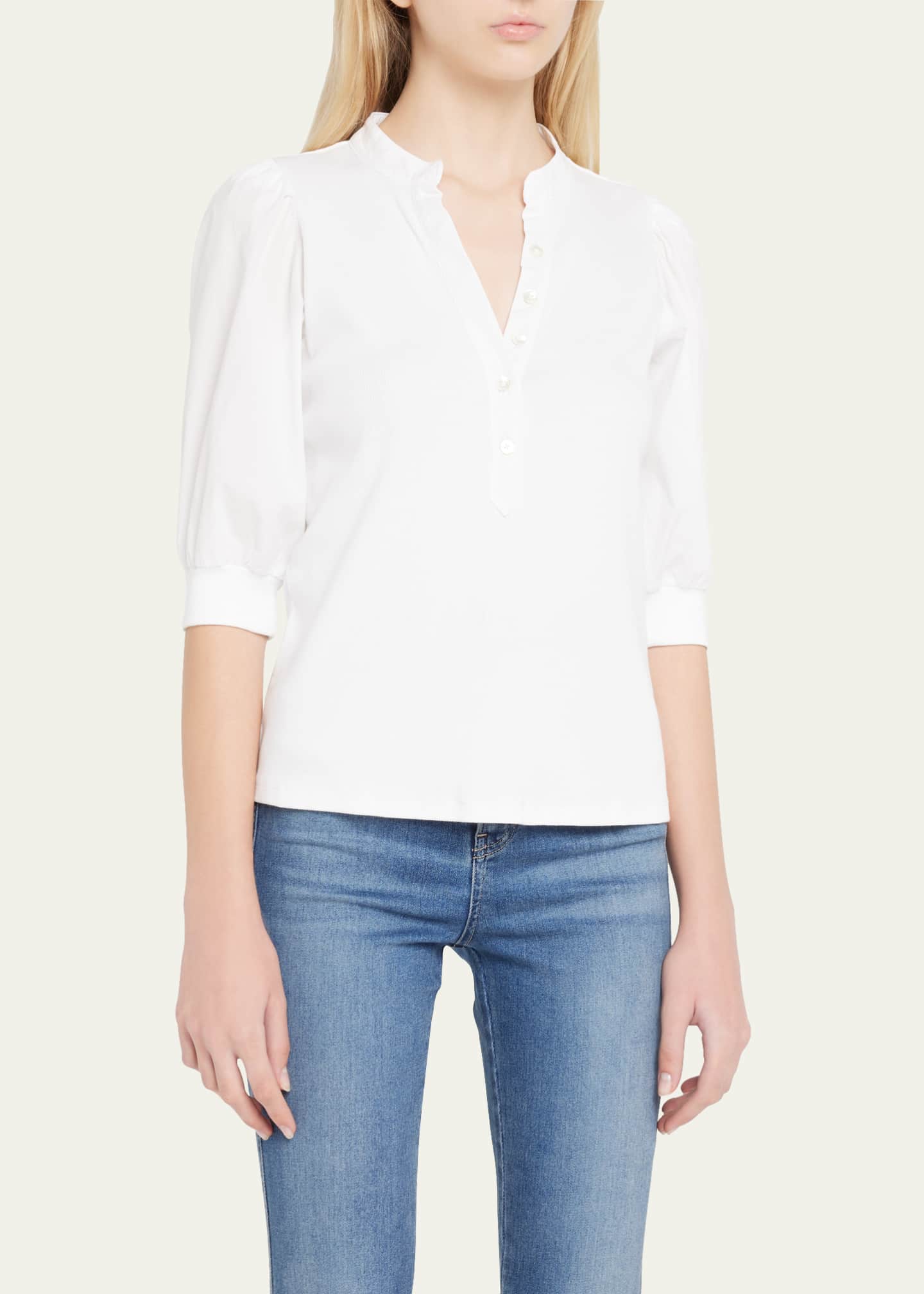 Coralee Puff Sleeve Button-Front Top