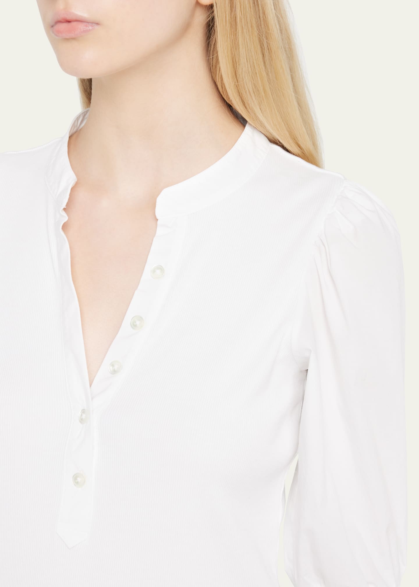 Coralee Puff Sleeve Button-Front Top