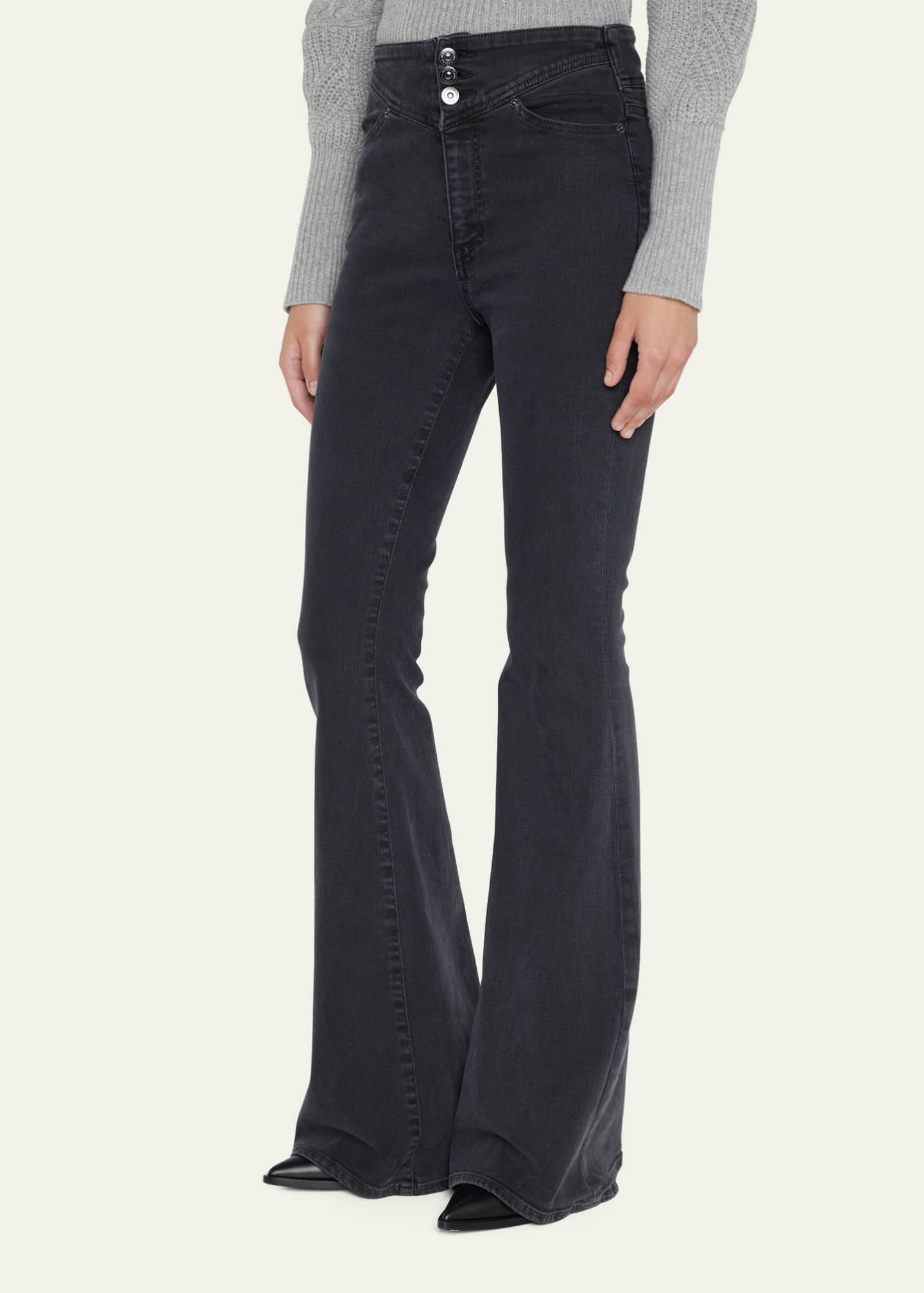 Veronica Beard Jeans Beverly High-Rise Flared Yoke Jeans - Bergdorf Goodman