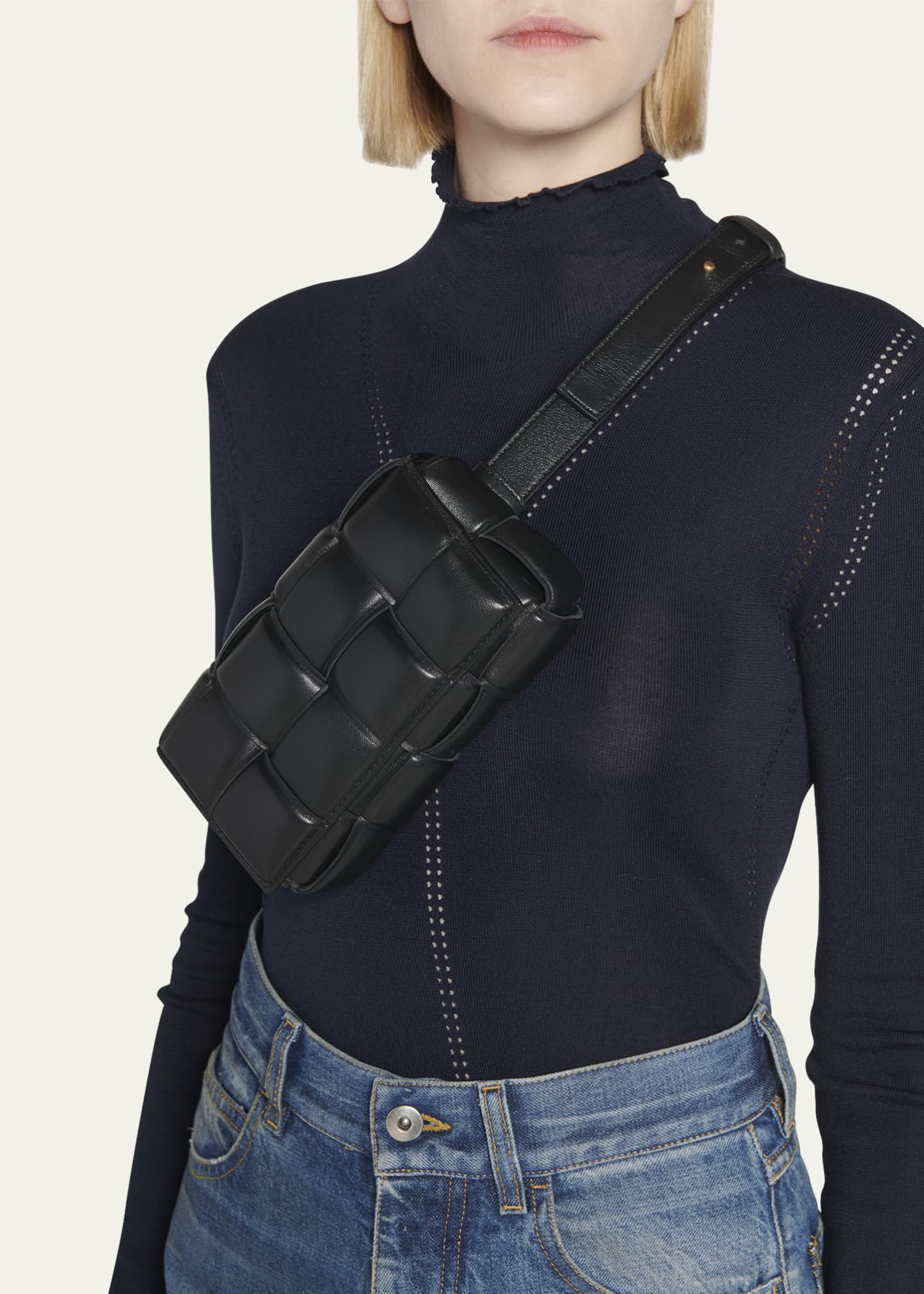 Bottega Veneta Cassette Intrecciato Leather Shoulder Bag in