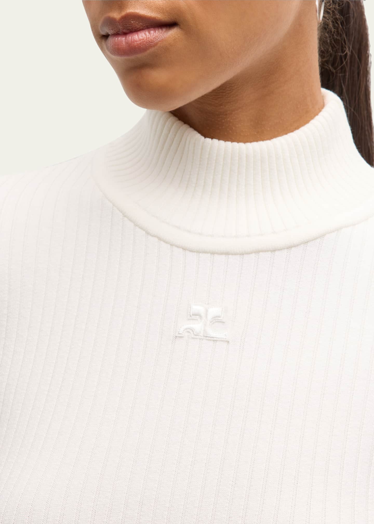 Courreges Turtleneck Long-Sleeve Rib Sweater