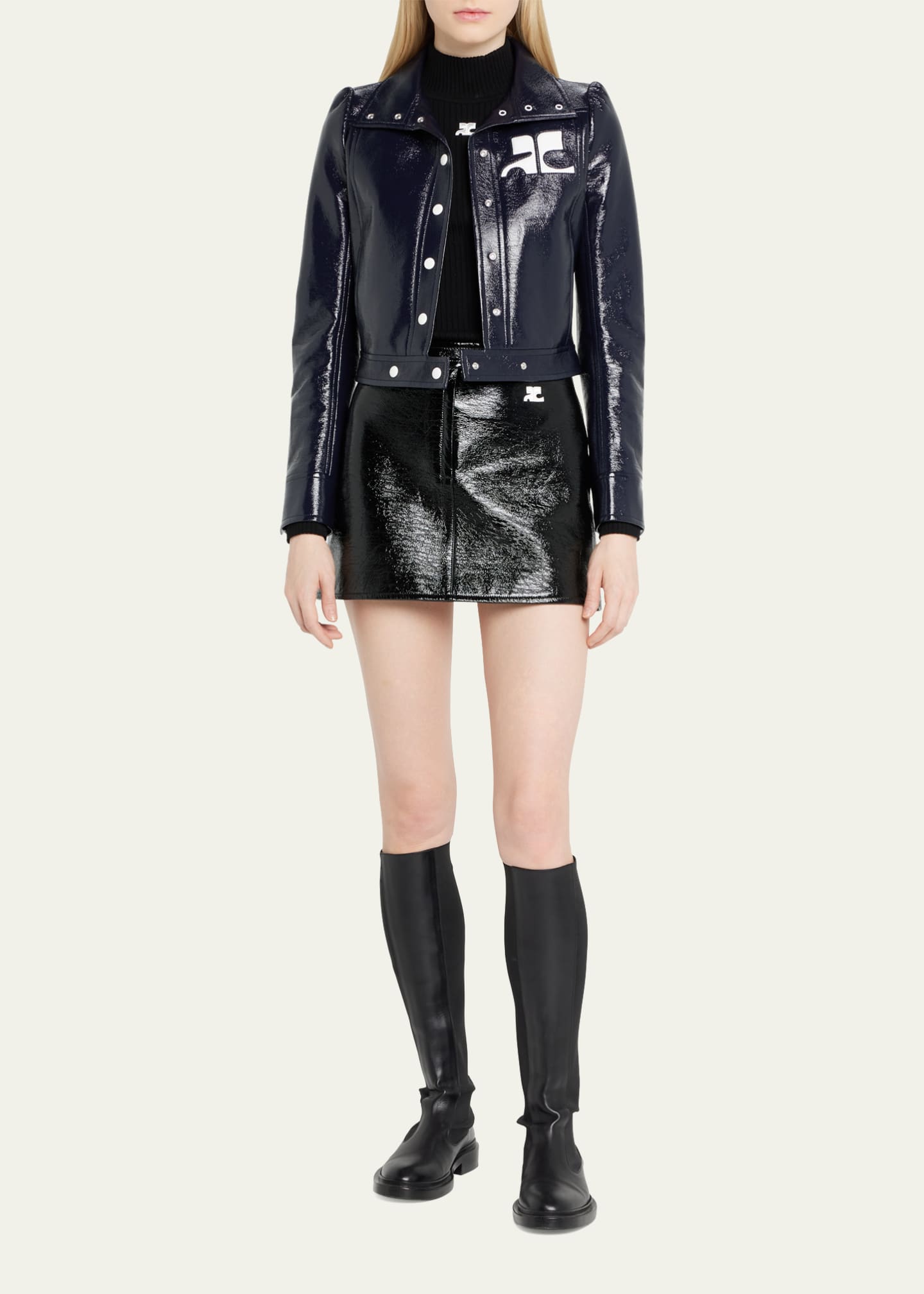 Courreges Textured Vinyl Crop Jacket Image 2 of 5