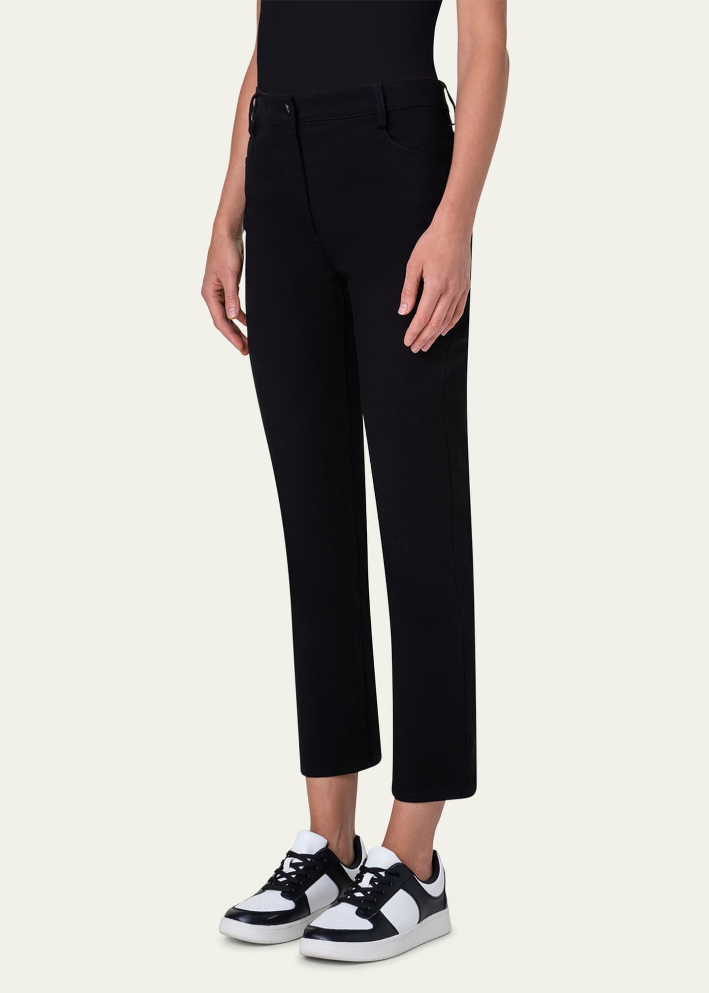 Akris punto Maru Slim-Legs Ankle Stretch Denim Pants Image 4 of 5