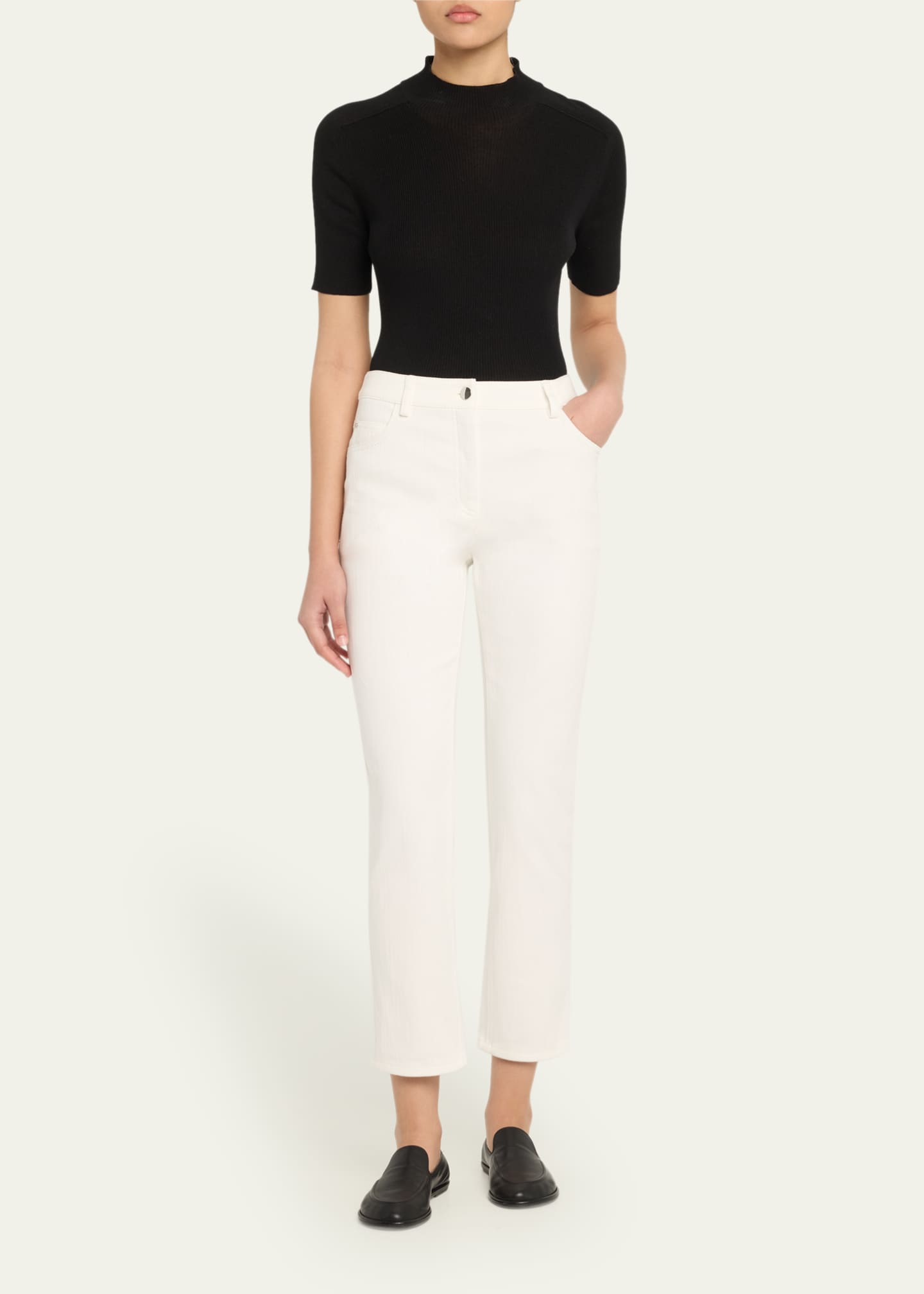 Akris punto Maru Slim-Leg Ankle Stretch Denim Pants Image 2 of 5