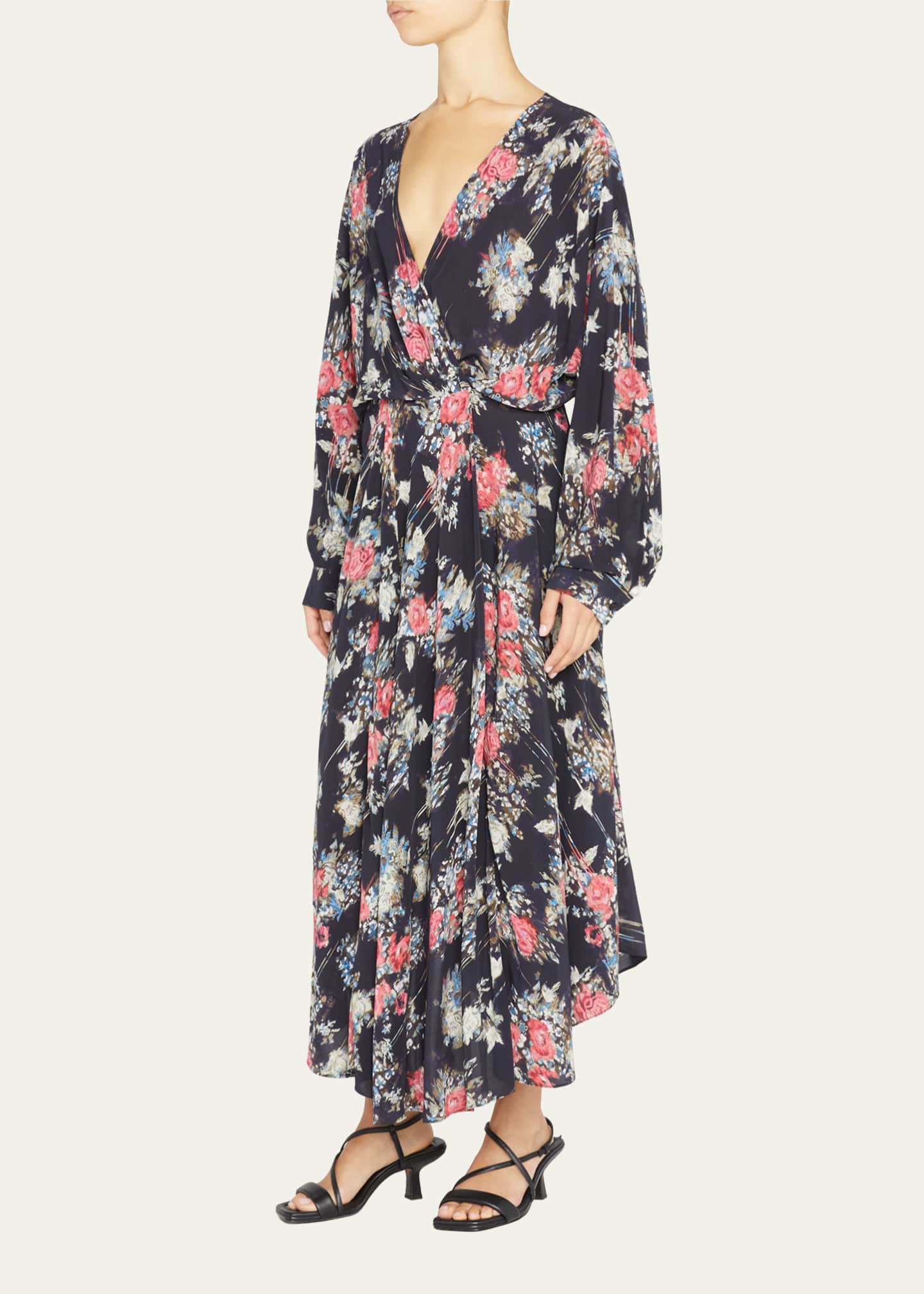 Iro Aleyna Floral LongSleeve Maxi Wrap Dress Bergdorf Goodman