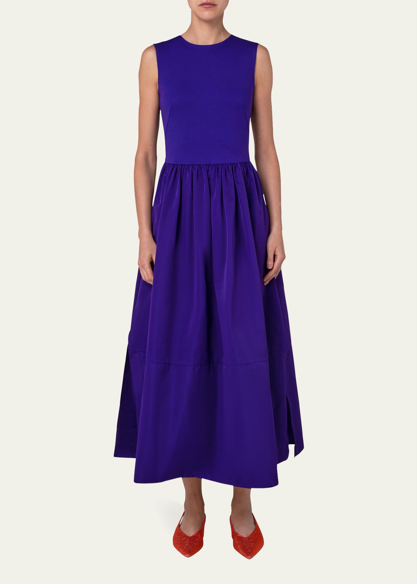 Akris punto Mixed Media Midi Dress Bergdorf Goodman