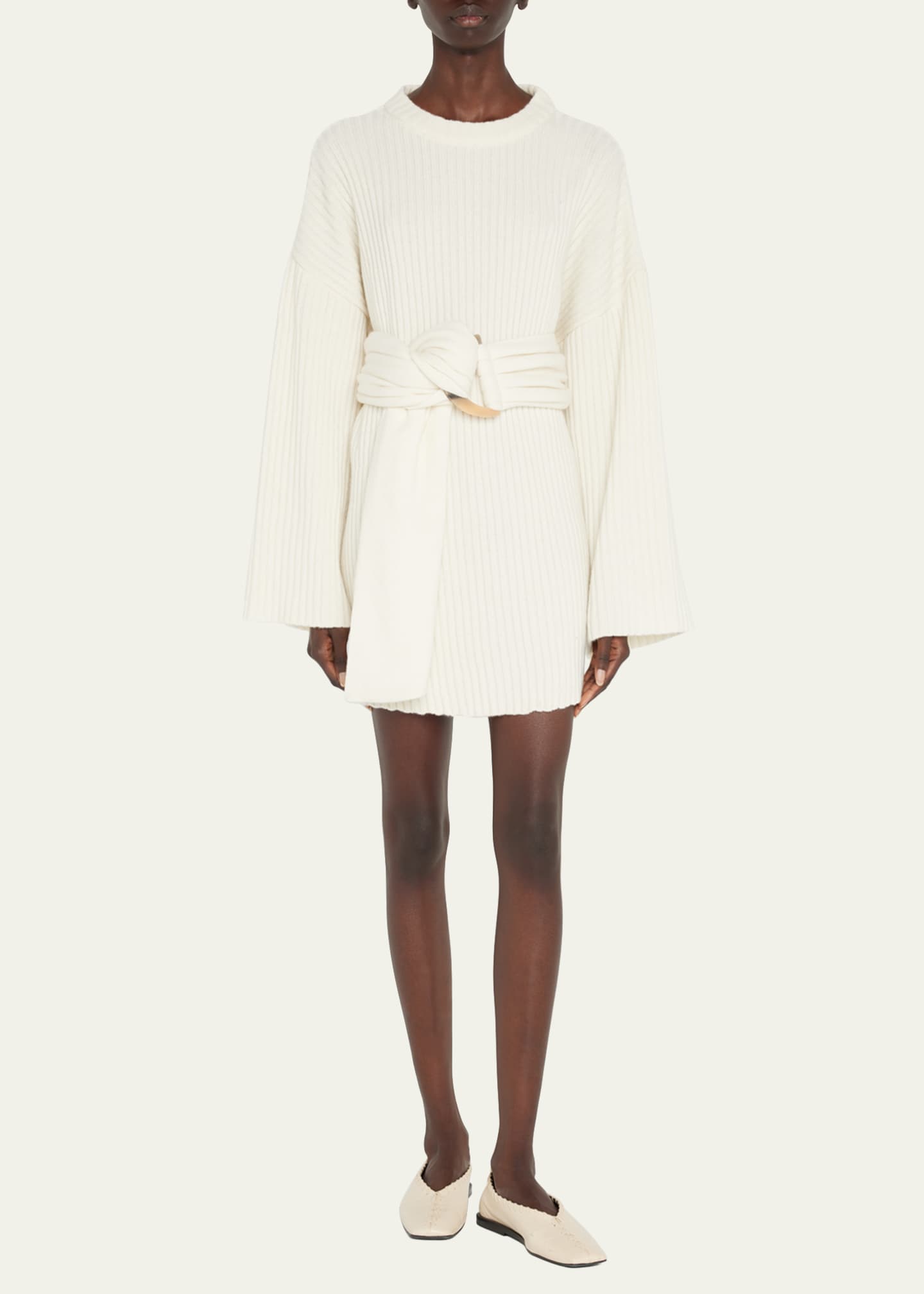 Piece of White Caitlin Belted Mini Sweater Dress Bergdorf Goodman