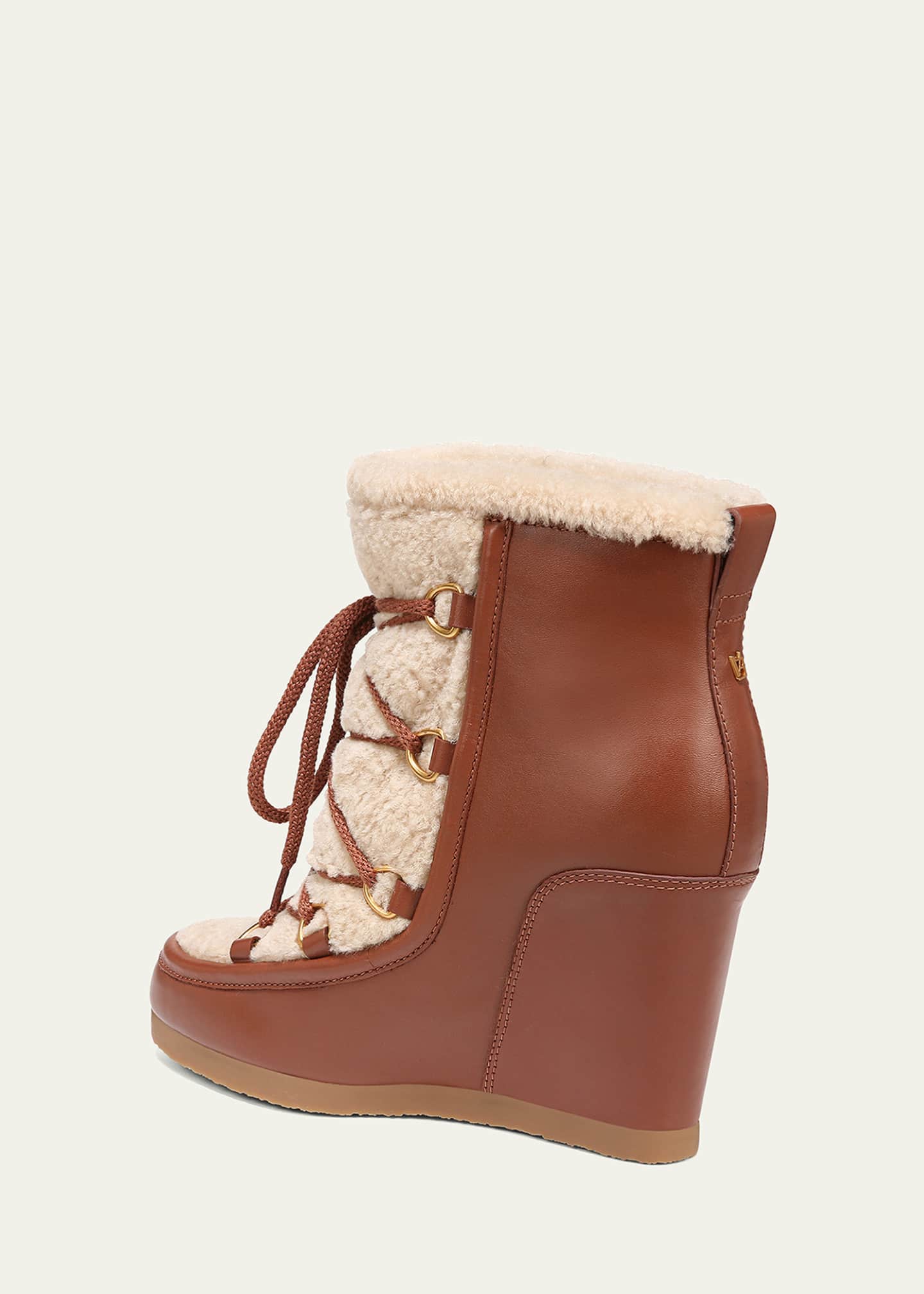 Veronica Beard Elfred Leather Shearling Lace Up Booties