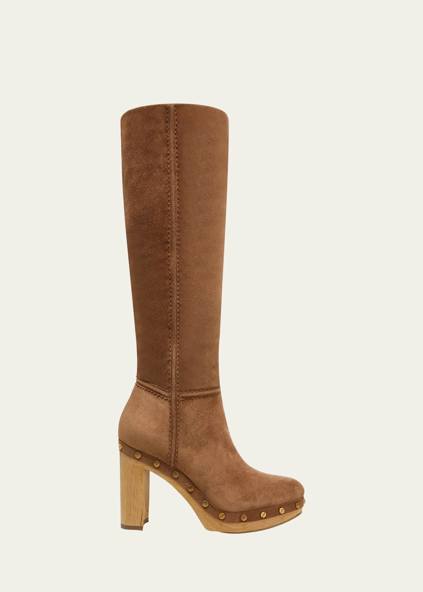 Veronica Beard Glendale Suede Clog Knee Boots - Bergdorf Goodman