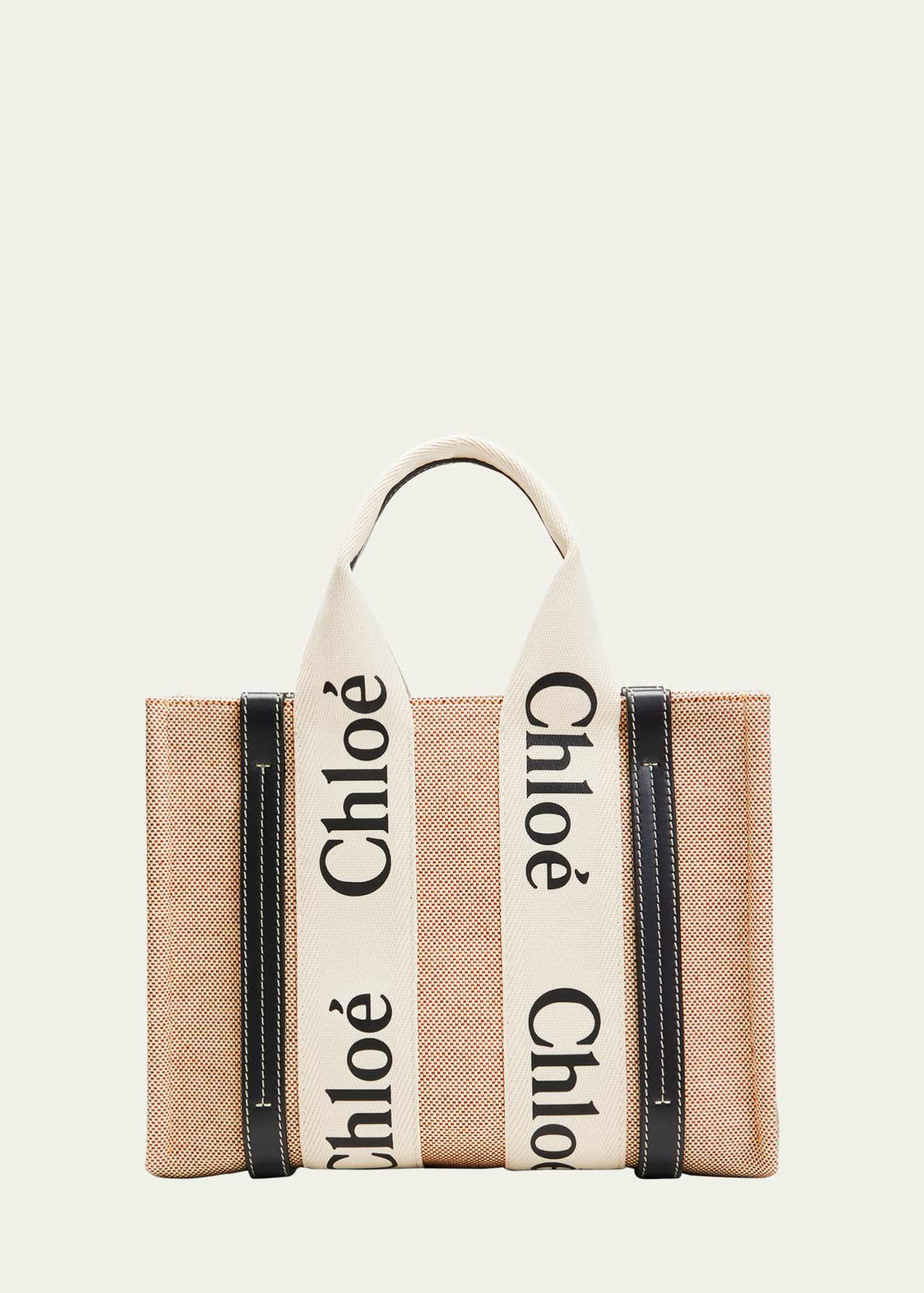 Chloe Woody Small Logo Canvas Tote Bag