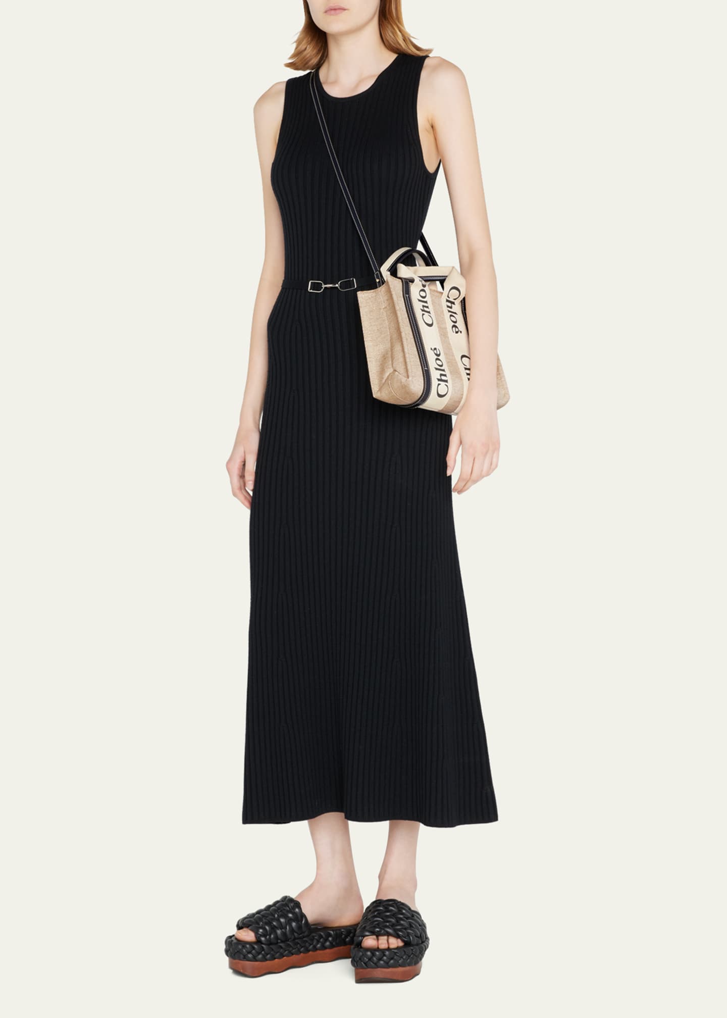 Chloe Woody Small Tote Bag in Linen with Crossbody Strap Bergdorf Goodman