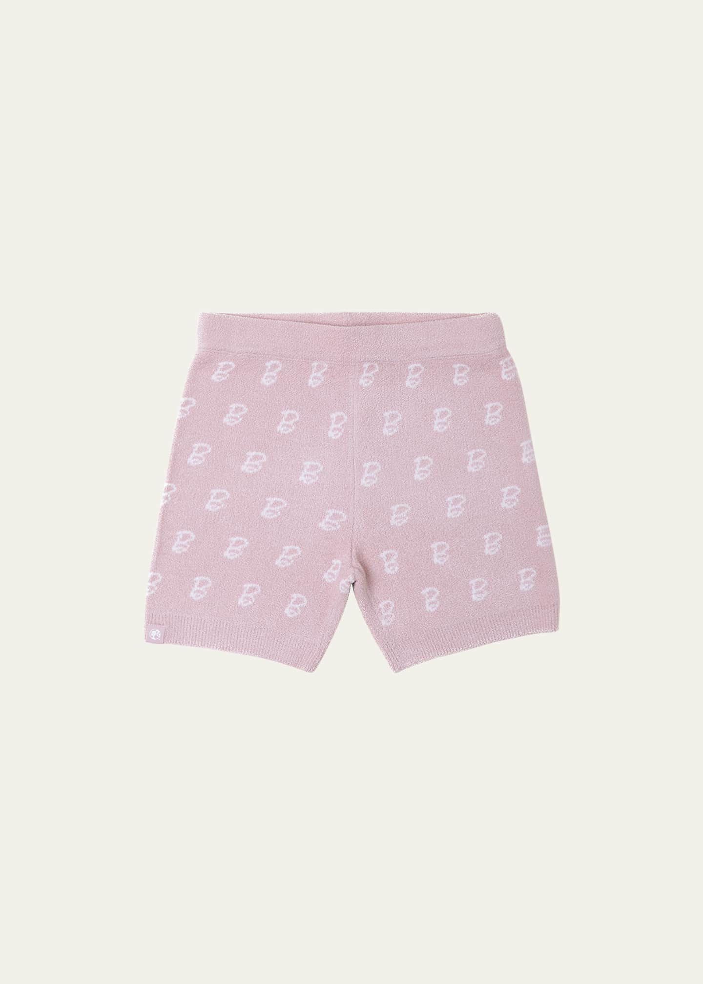 Barefoot Dreams Girl s Barbie CozyChic Monogram Biker Shorts Size