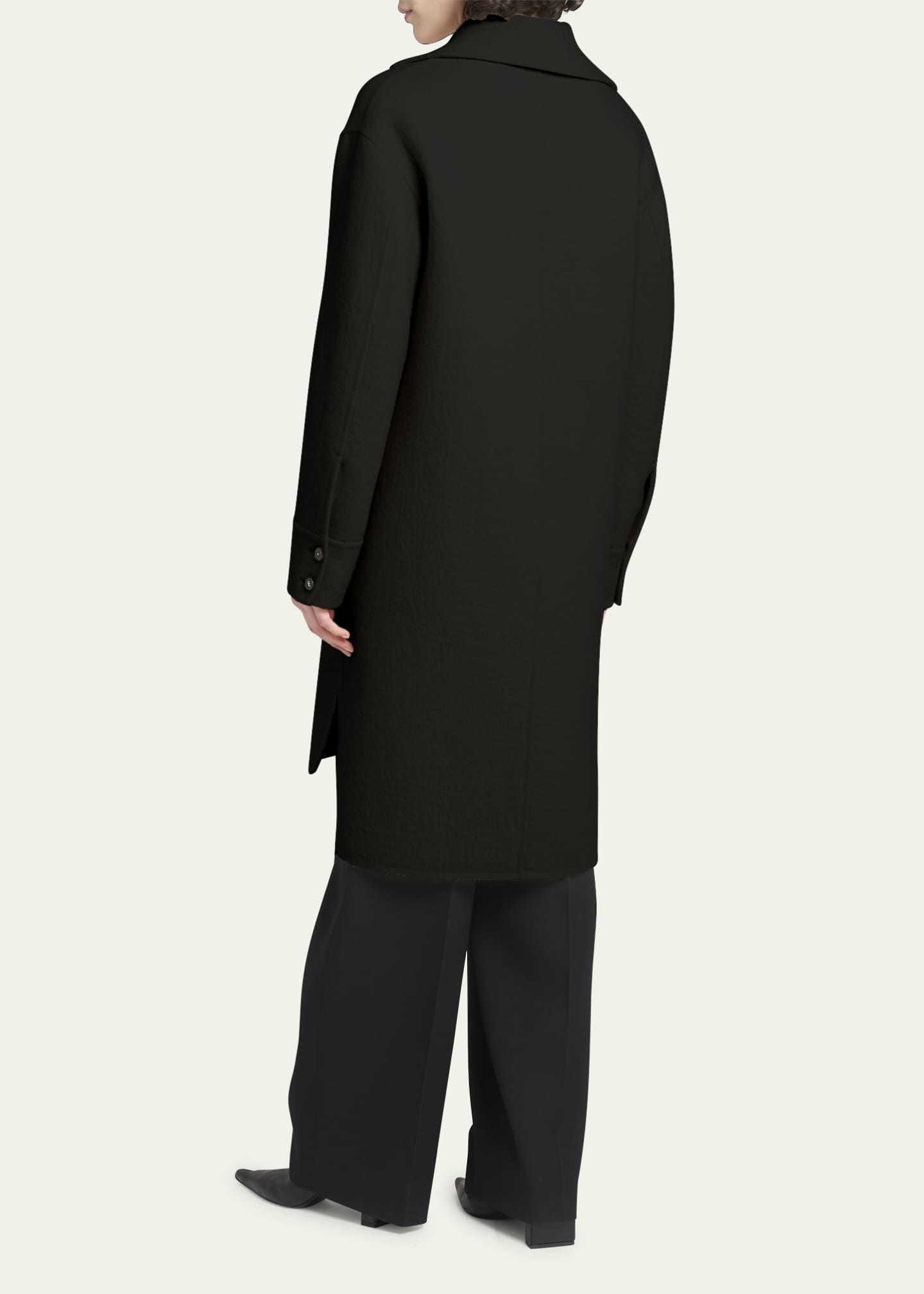 Jil Sander Single-Breasted Felted Wool Coat Image 3 of 5