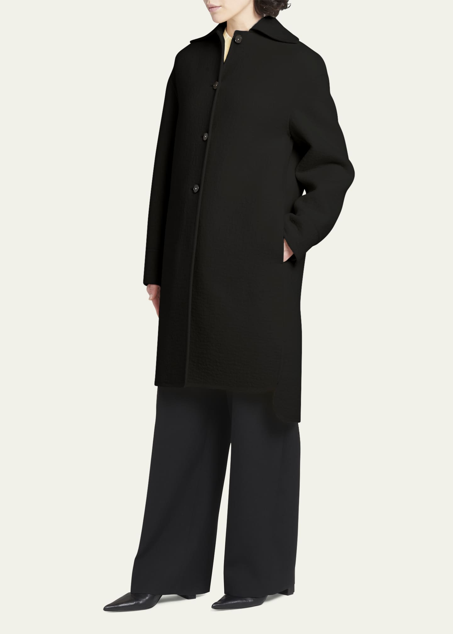 JIL SANDER Pointcollar woolfelt overcoat | nate-hospital.com