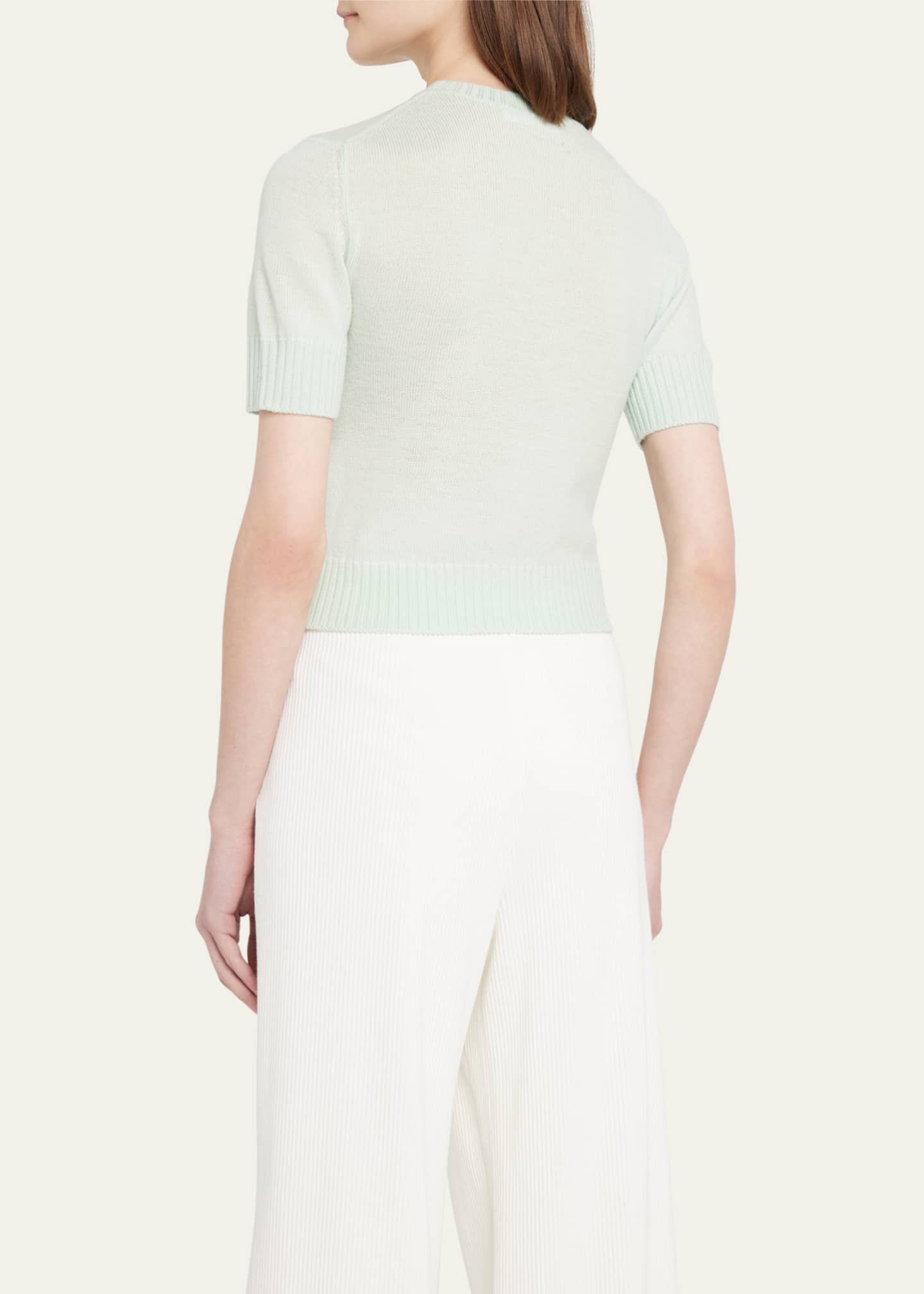 Jil Sander Short-Sleeve Wool Crop Sweater - Bergdorf Goodman