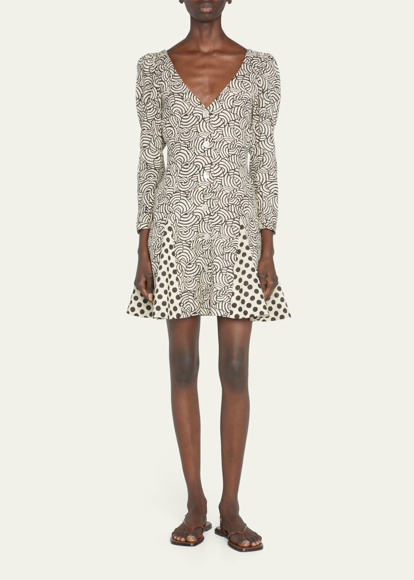 Alix of Bohemia Moira MultiPrinted ButtonFront Mini ALine Dress