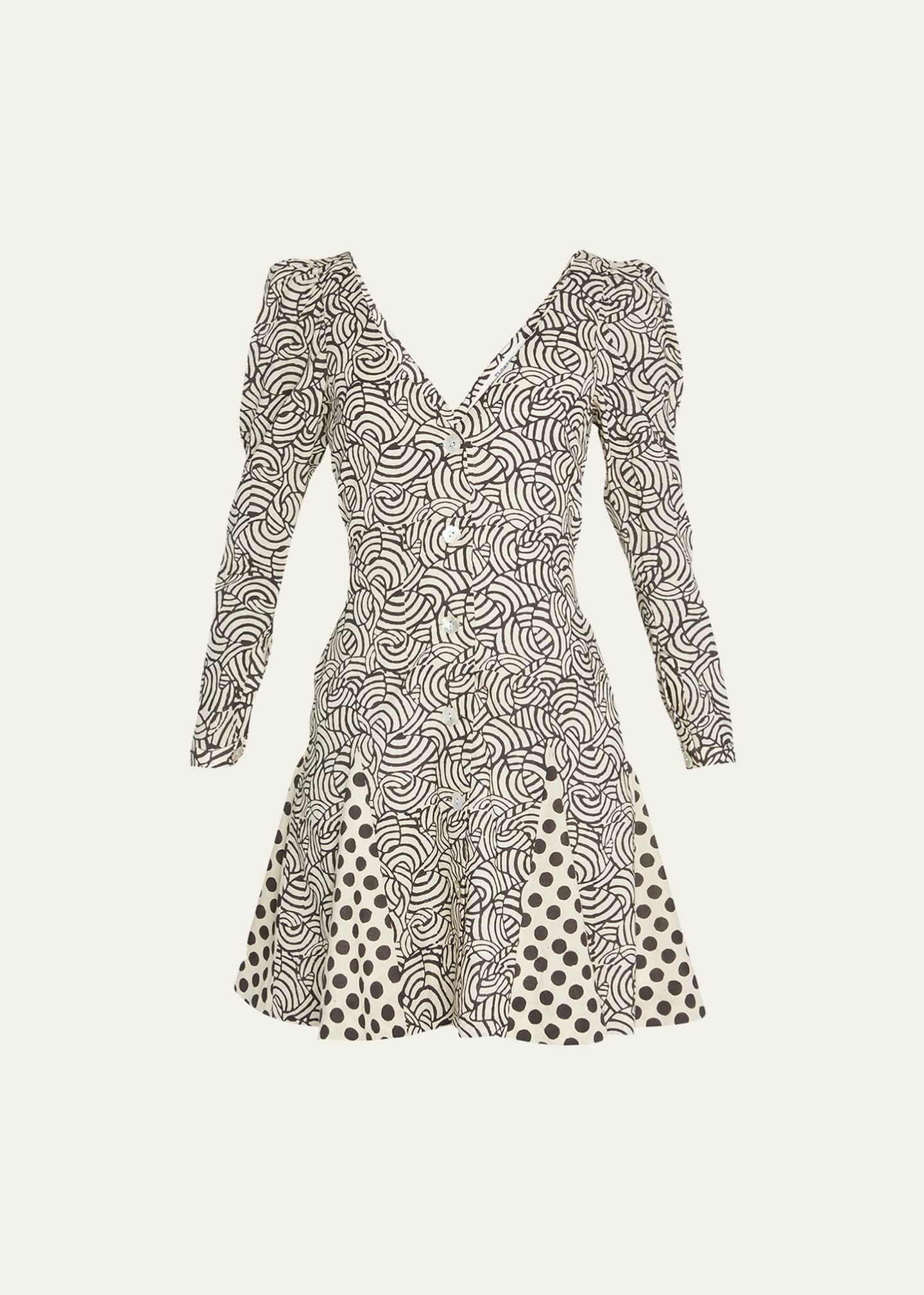 Alix of Bohemia Moira MultiPrinted ButtonFront Mini ALine Dress