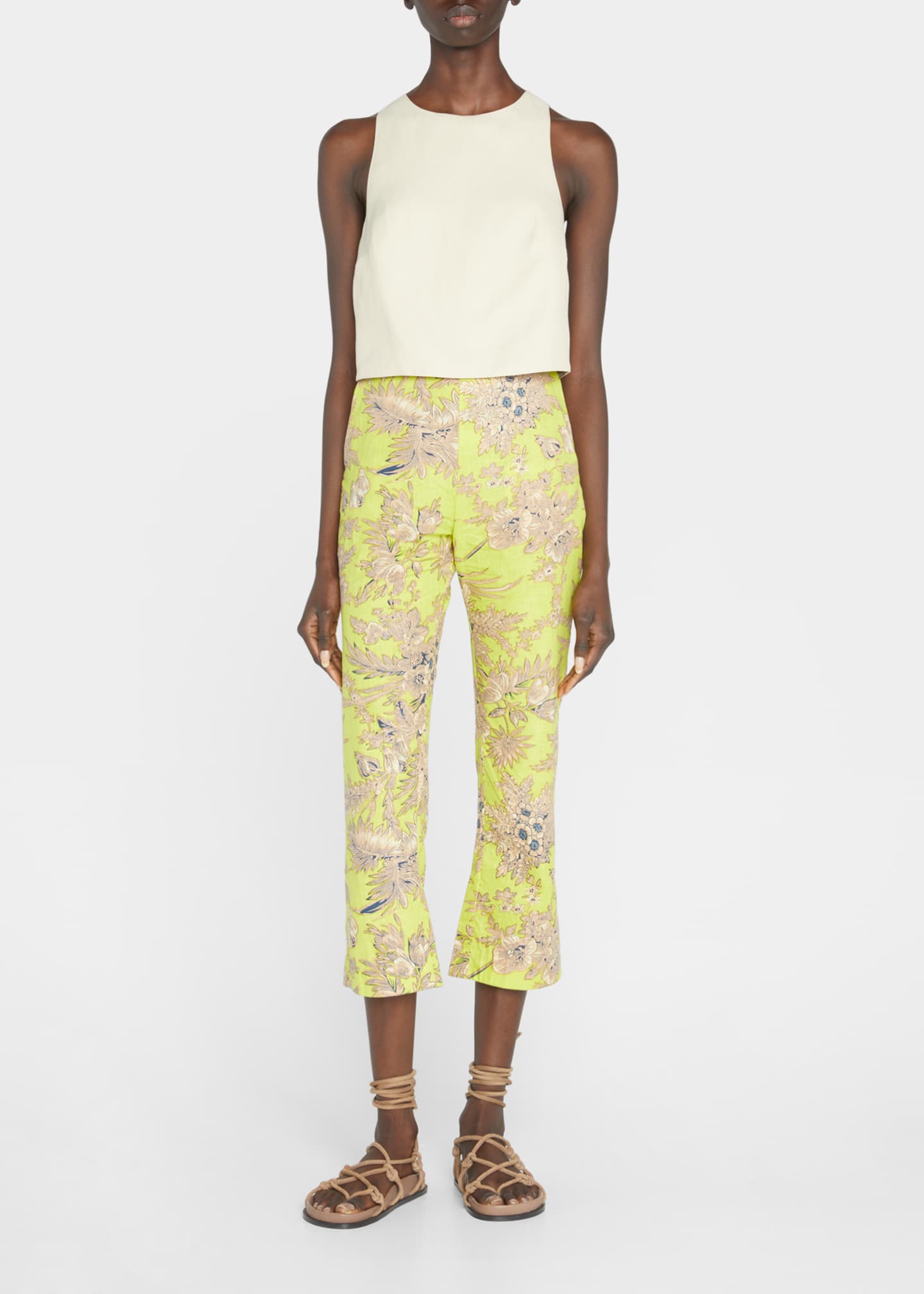 Alix of Bohemia Penny Honolulu Floral High-Rise Straight Cropped Pants ...