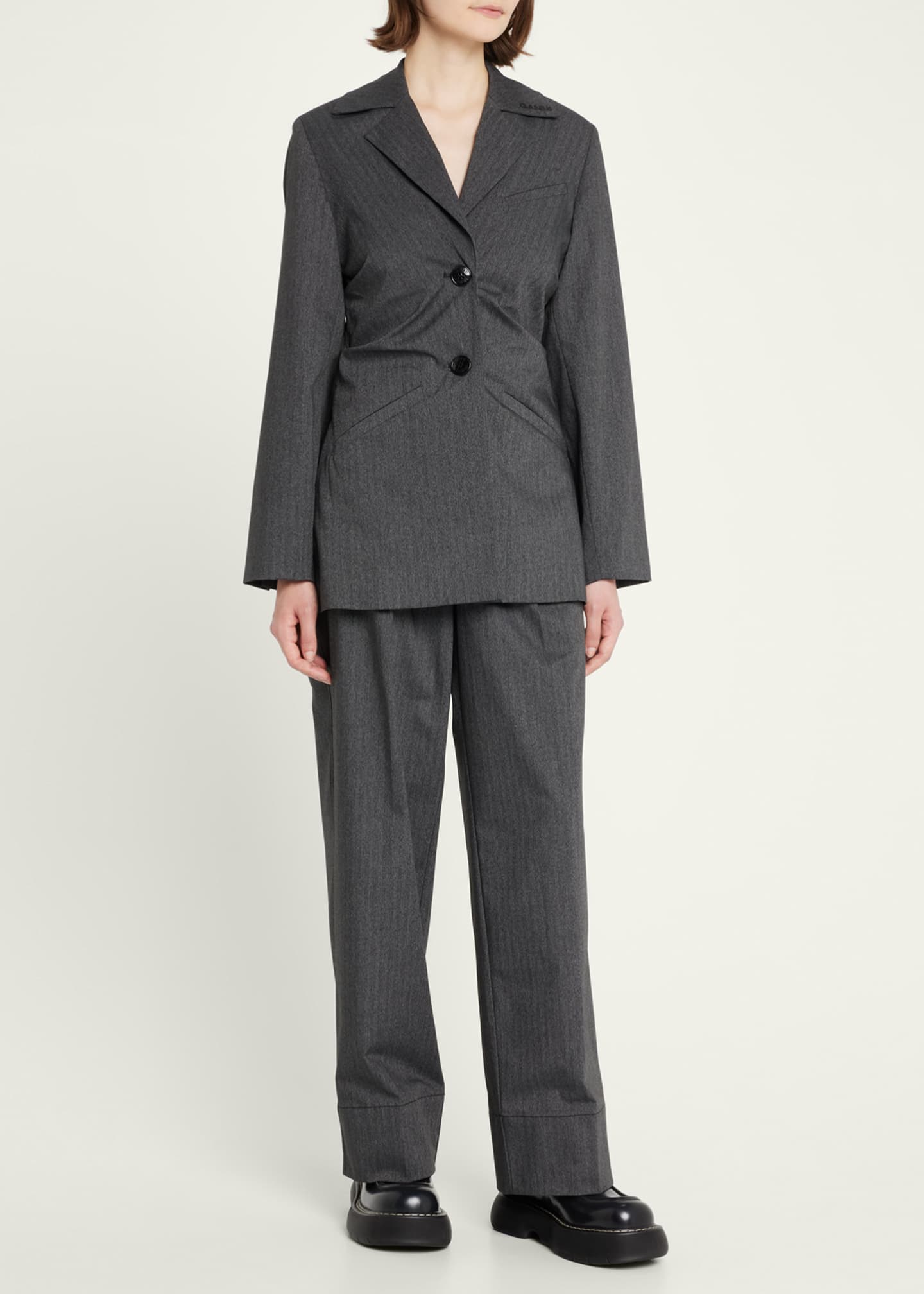 Ganni Draped Suiting Blazer Bergdorf Goodman