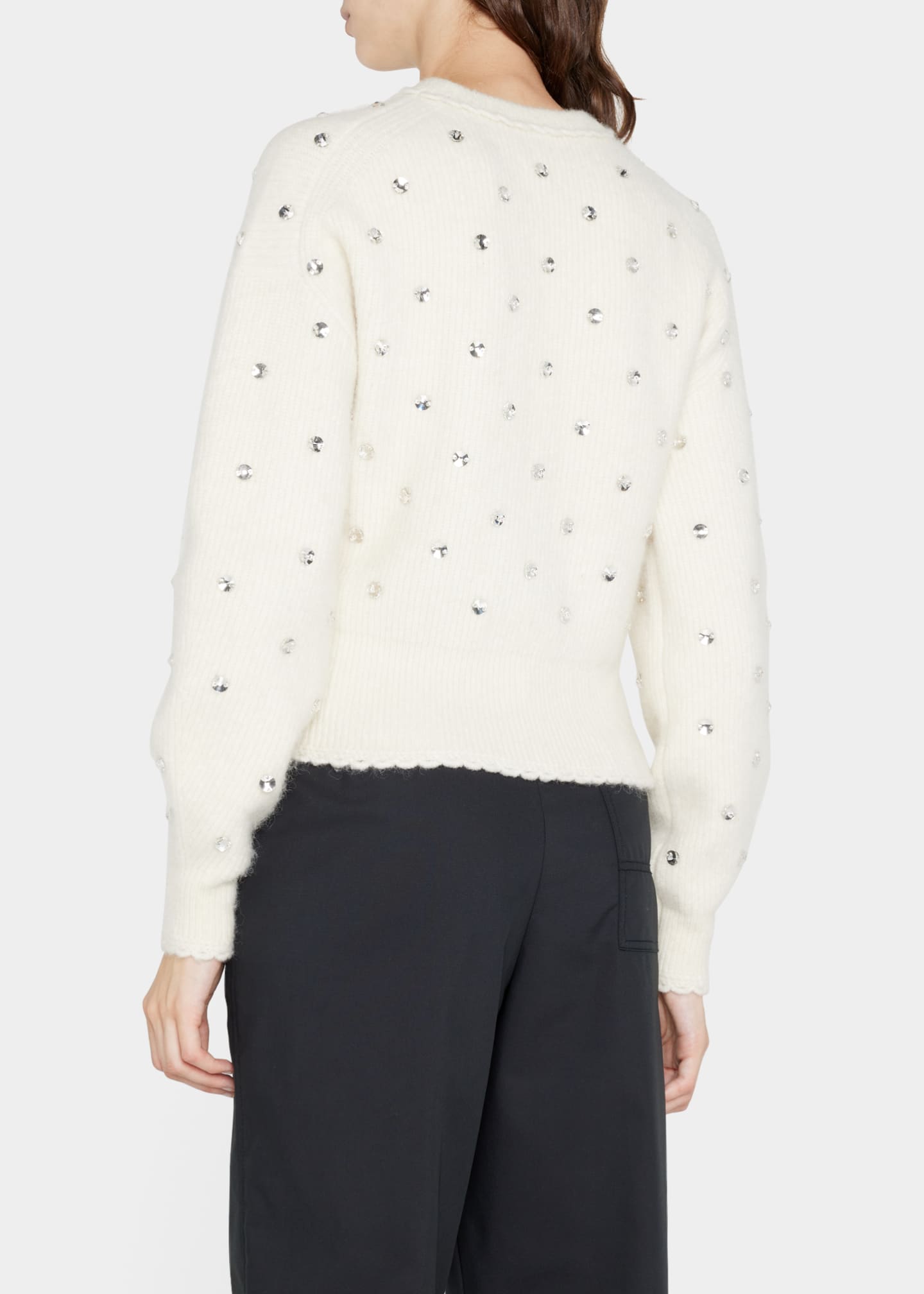 3.1 Phillip Lim Embellished Crewneck Sweater with Scalloped Trim ...