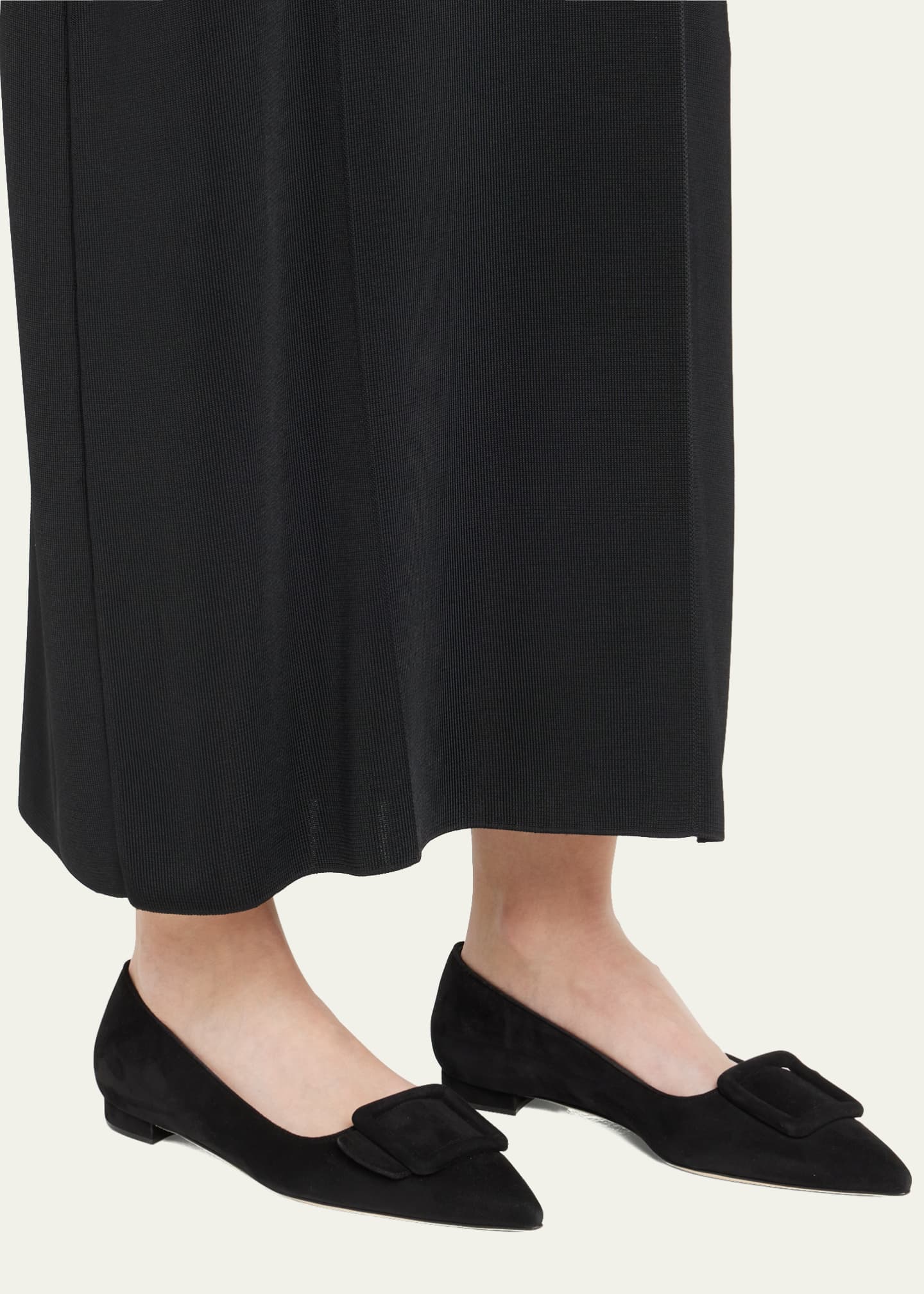 Manolo Blahnik Maysale Suede Buckle Ballerina Flats Bergdorf Goodman