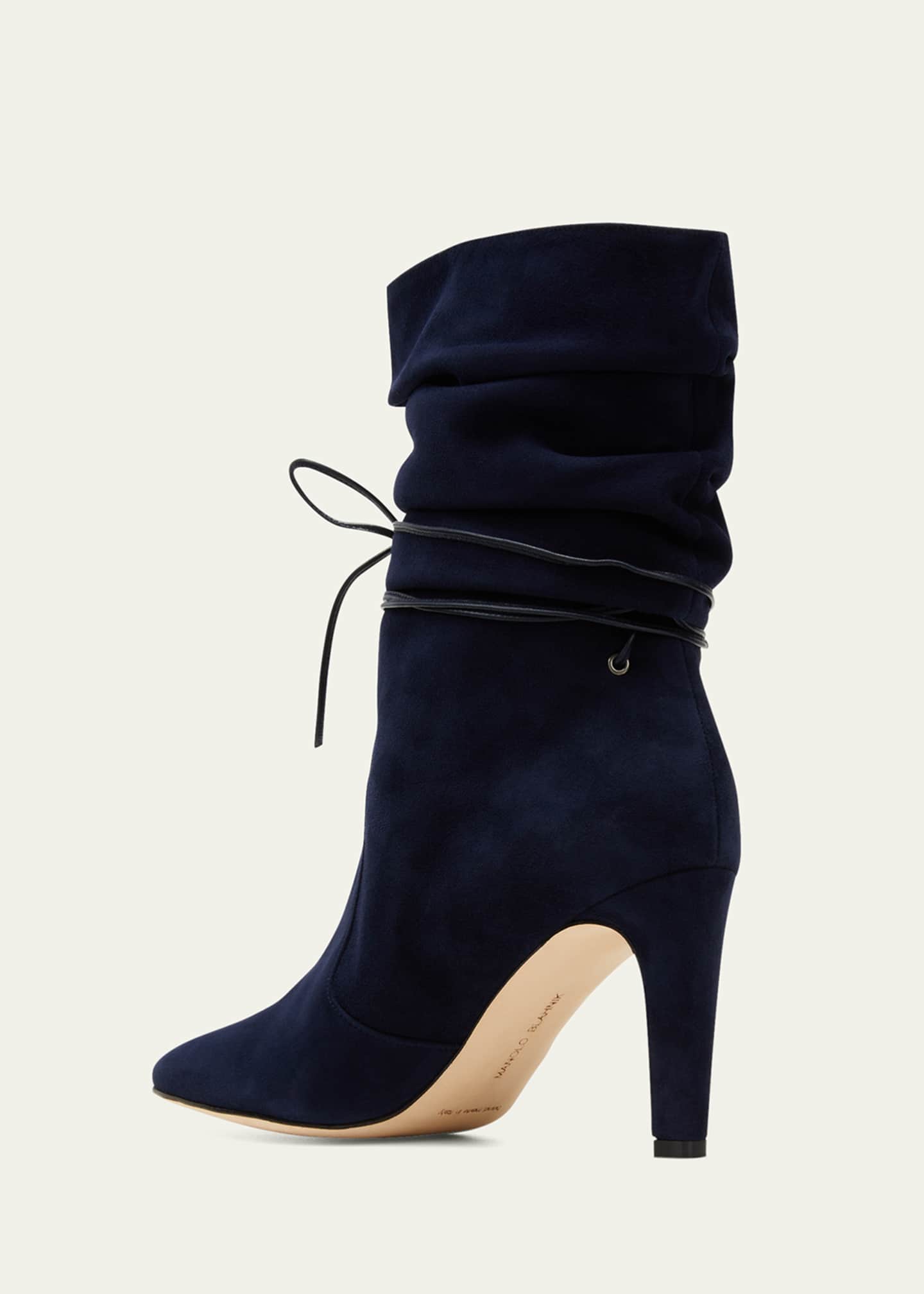 Manolo Blahnik Slouchy Suede AnkleTie Boots Bergdorf Goodman