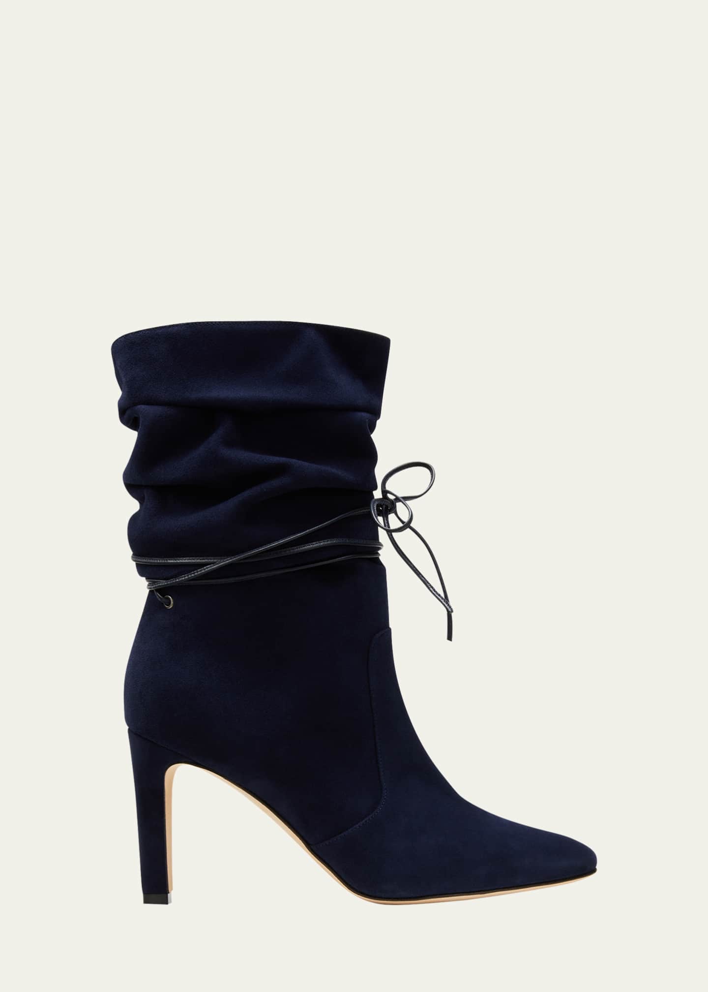Manolo Blahnik Slouchy Suede AnkleTie Boots Bergdorf Goodman