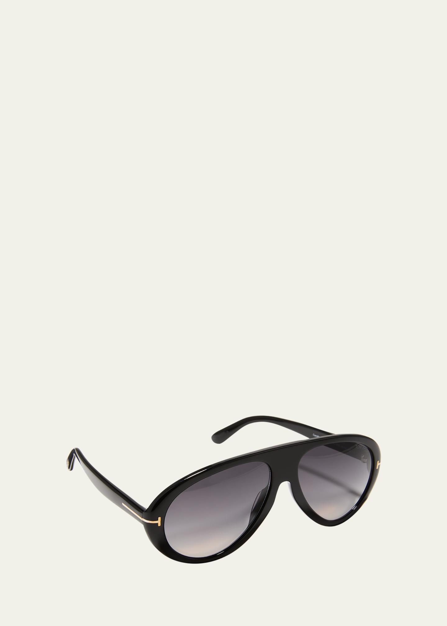 Tom Ford Black Oval Sunglasses with Gold T Accents Tom Ford Icon Sunglasses FT1325 01V Shiny Black - eye-oo.com main image 4