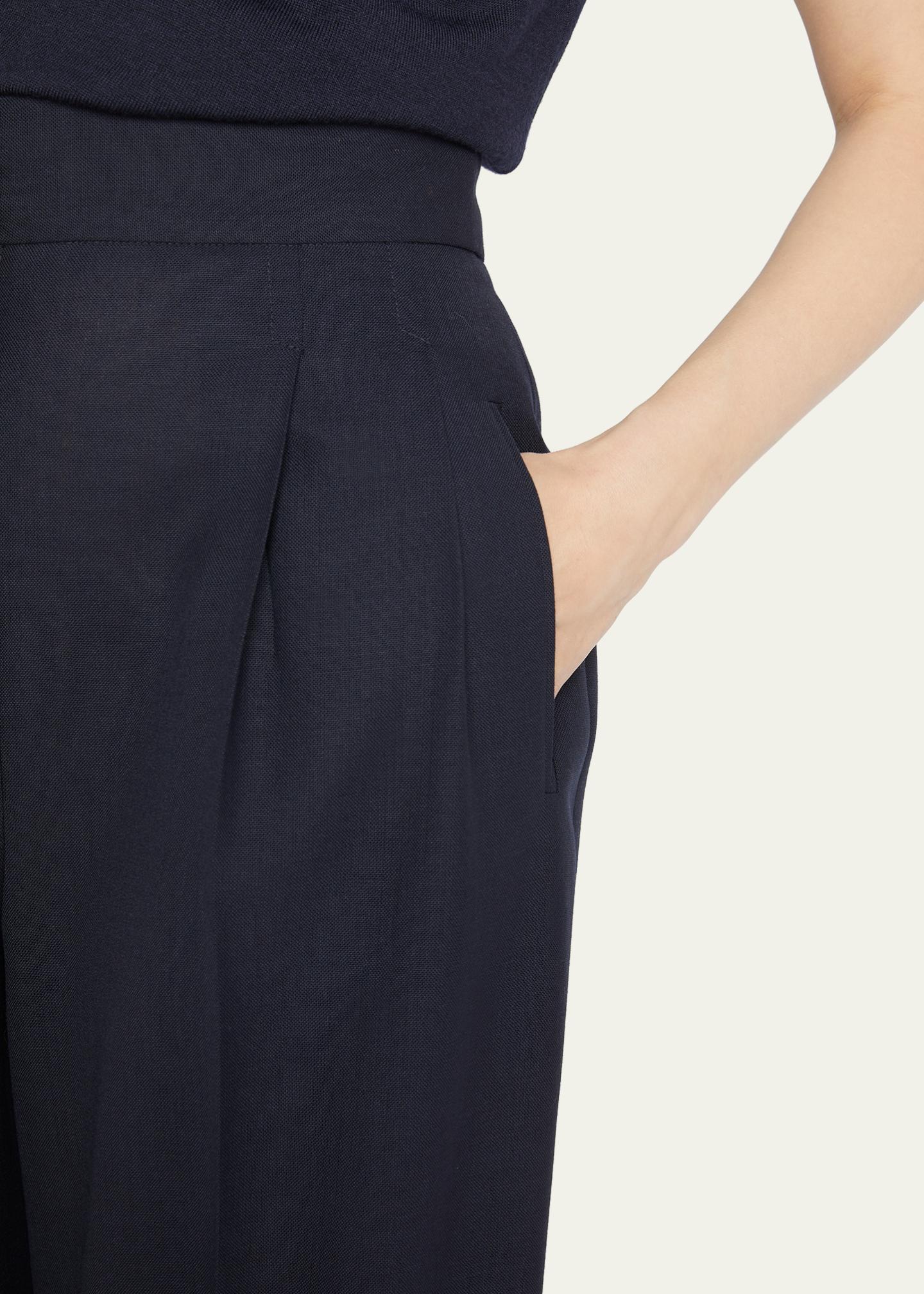 Pantalon Tailleur Femme Gunex For Bergdorf Goodman En Laine - Taille 2 (Taille 25") - Rayé Gris Foncé - Neuf Avec étiquettes Italie