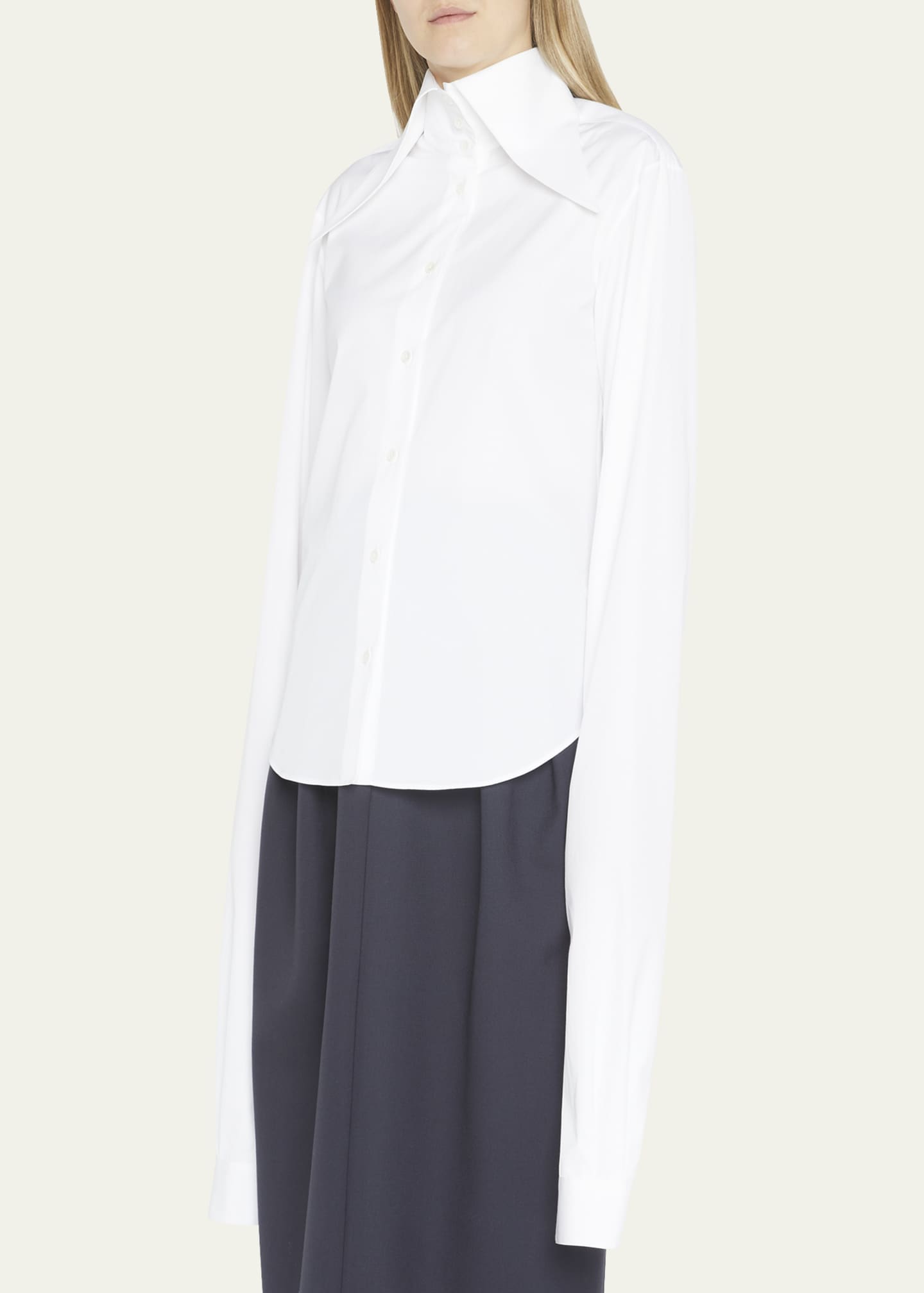 THE ROW Ace Button-Front Shirt w/ Elongated Sleeves - Bergdorf Goodman