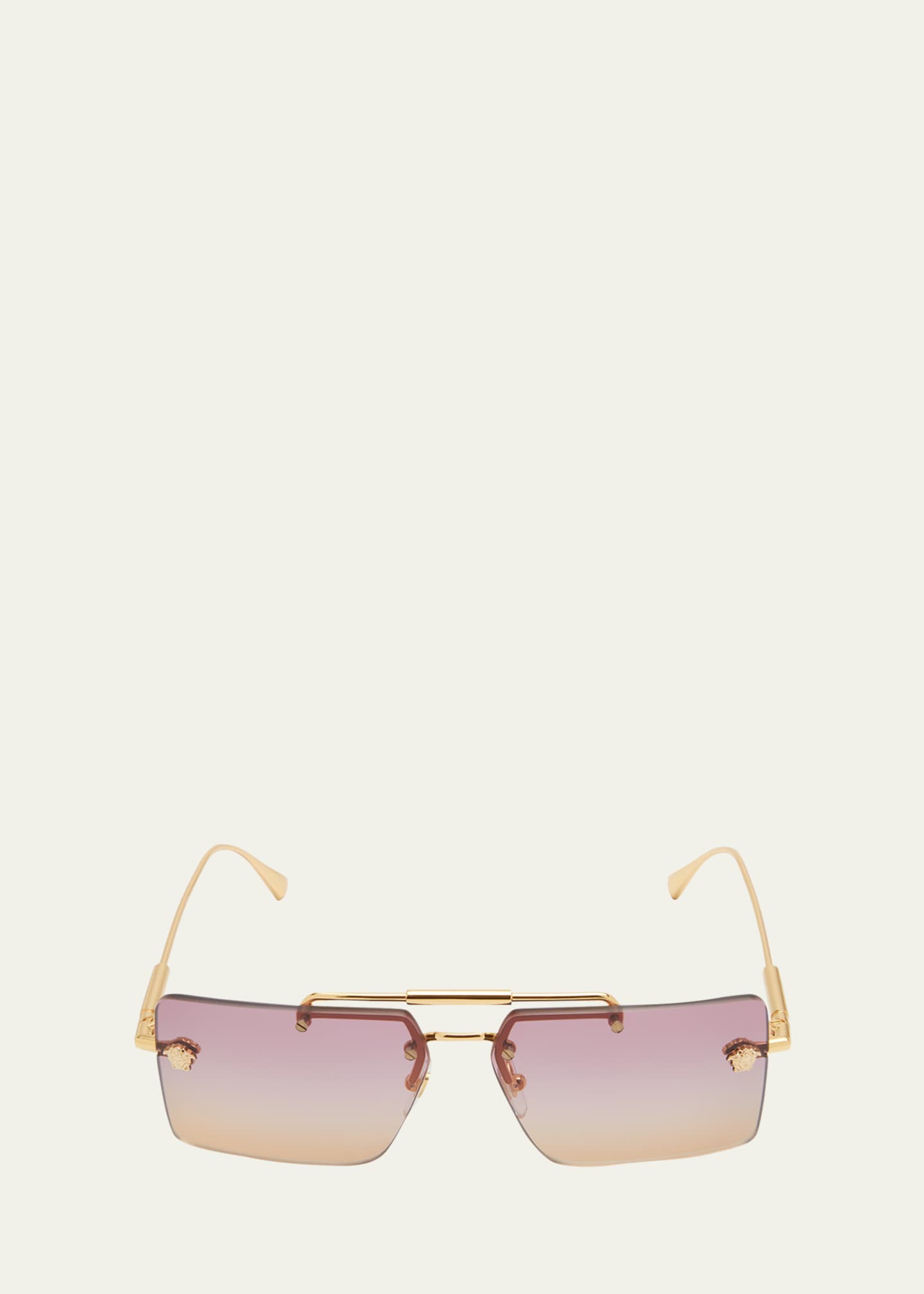 Versace Medusa Rimless Rectangle Metal Sunglasses Bergdorf Goodman