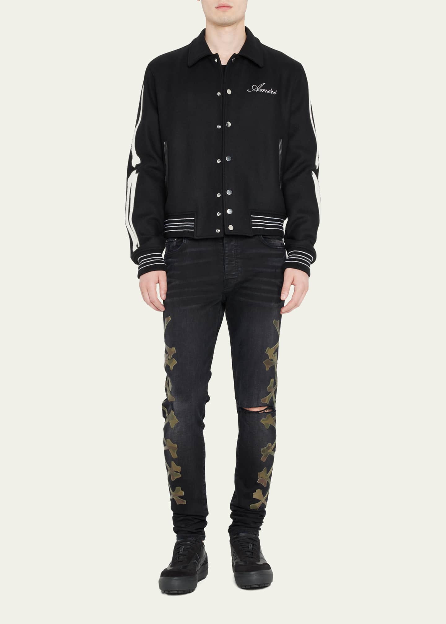 Amiri Men s Bones Varsity Jacket Bergdorf Goodman