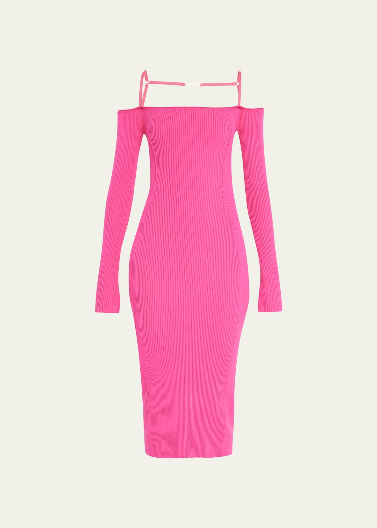 Jacquemus Sierra ColdShoulder Rib BodyCon Dress Bergdorf Goodman