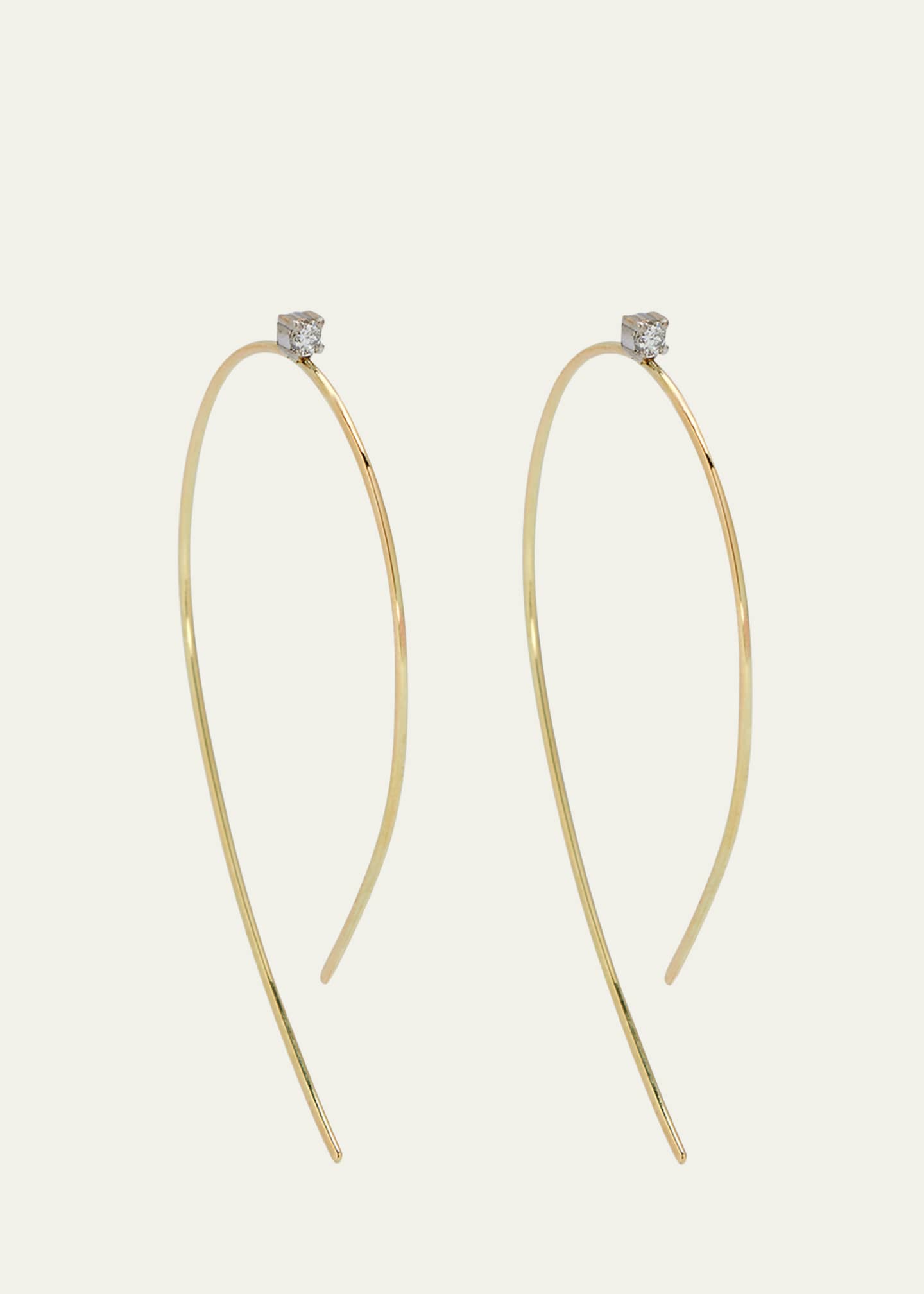 Lana Mini Wire Hooked On Hoop Earrings with Diamonds, 38mm Image 1 of 4