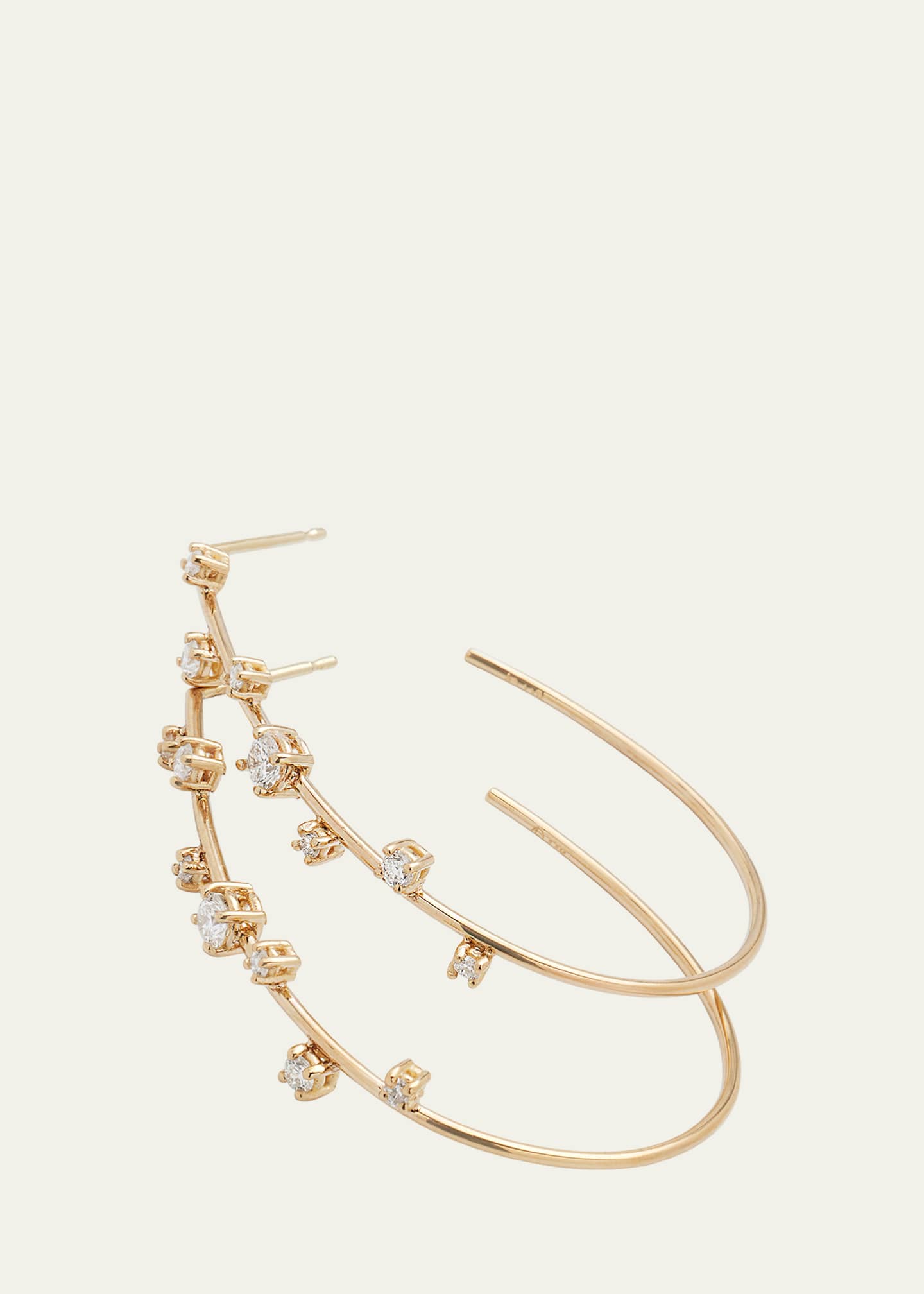 Lana Small Solo Tear Drop Hoop Earrings with Diamonds, 36mm Image 3 of 4
