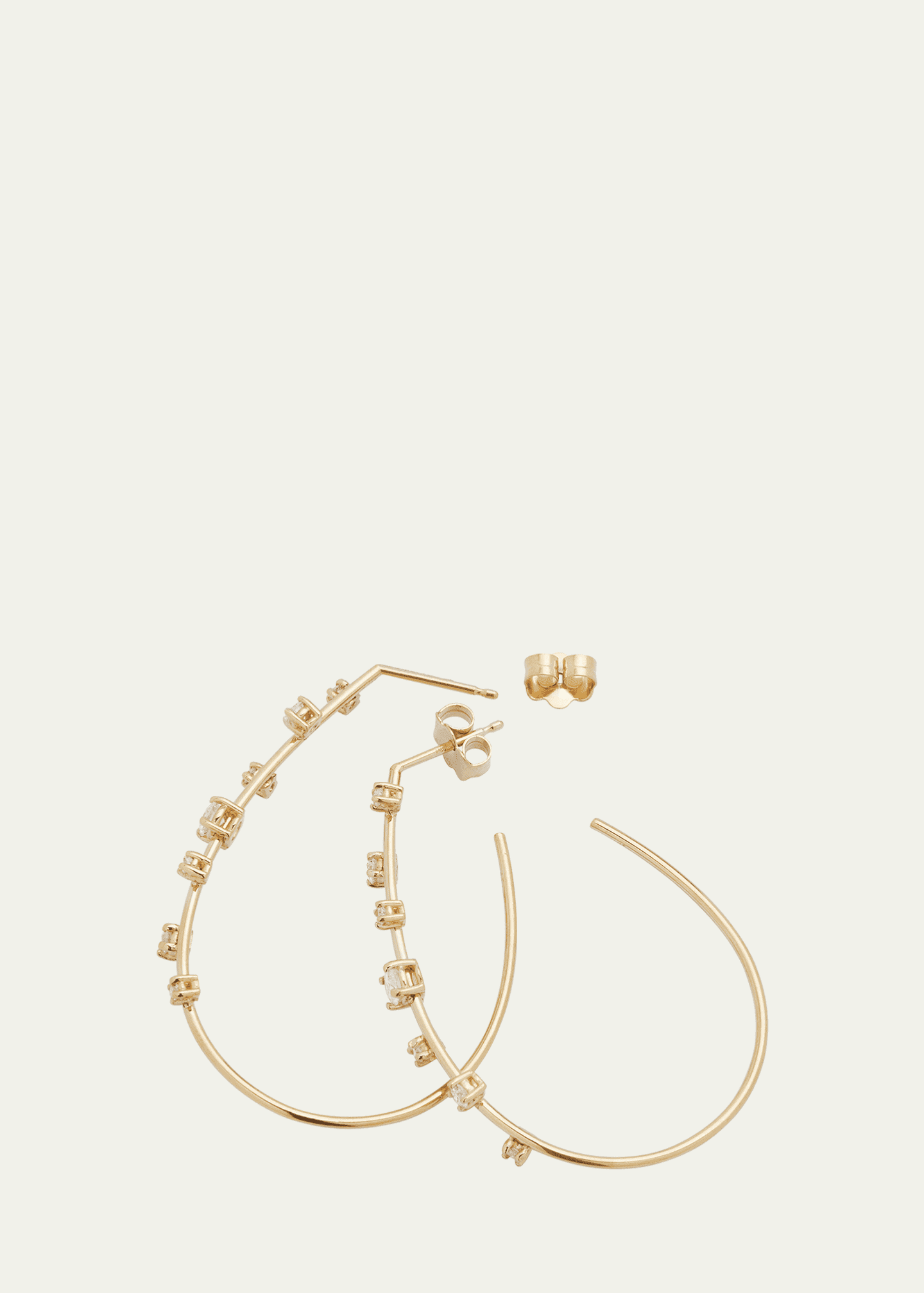 Lana Small Solo Tear Drop Hoop Earrings with Diamonds, 36mm Image 4 of 4