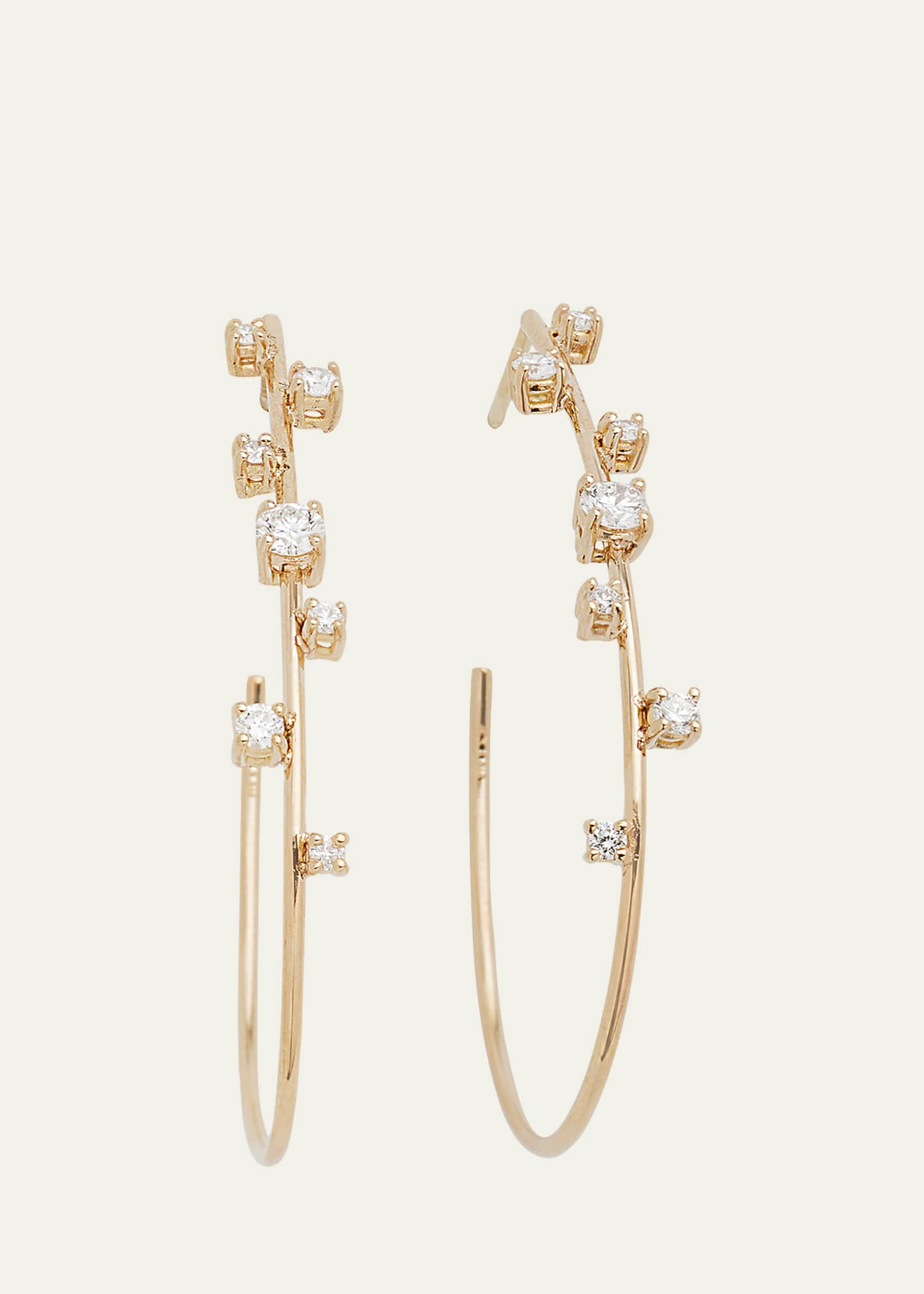 Lana Small Solo Tear Drop Hoop Earrings with Diamonds, 36mm Image 1 of 4