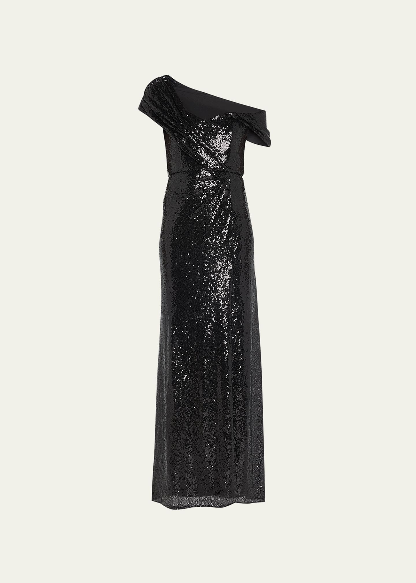 Badgley Mischka Collection Off Shoulder Sequin Column Gown Bergdorf Goodman 1500