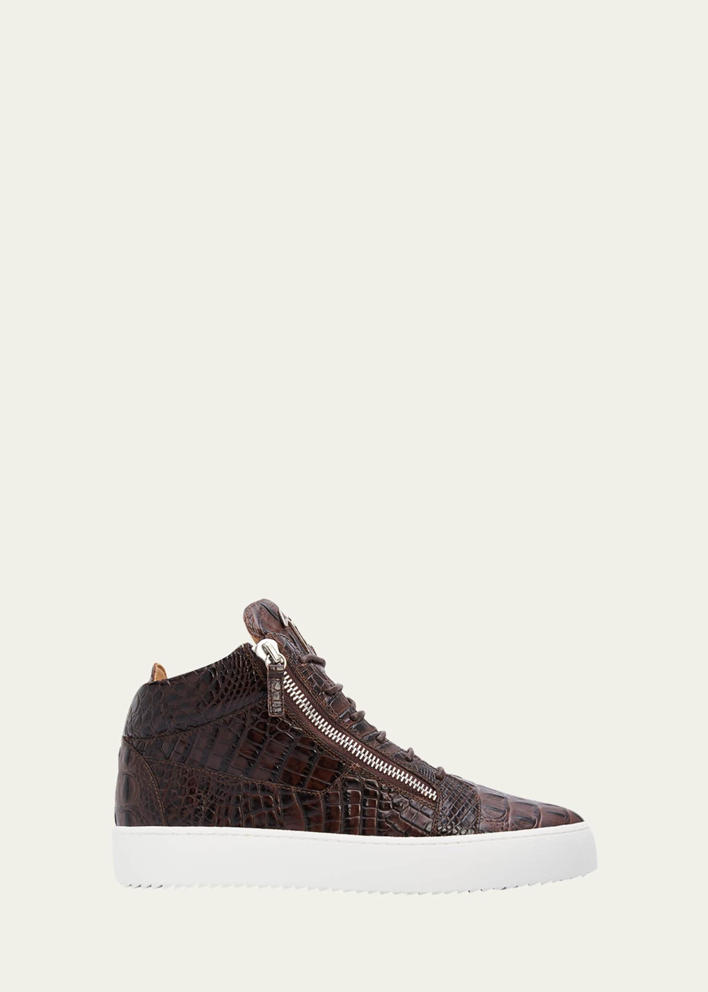Giuseppe Zanotti Croc-Embossed Leather High-Top Sneakers - Bergdorf Goodman