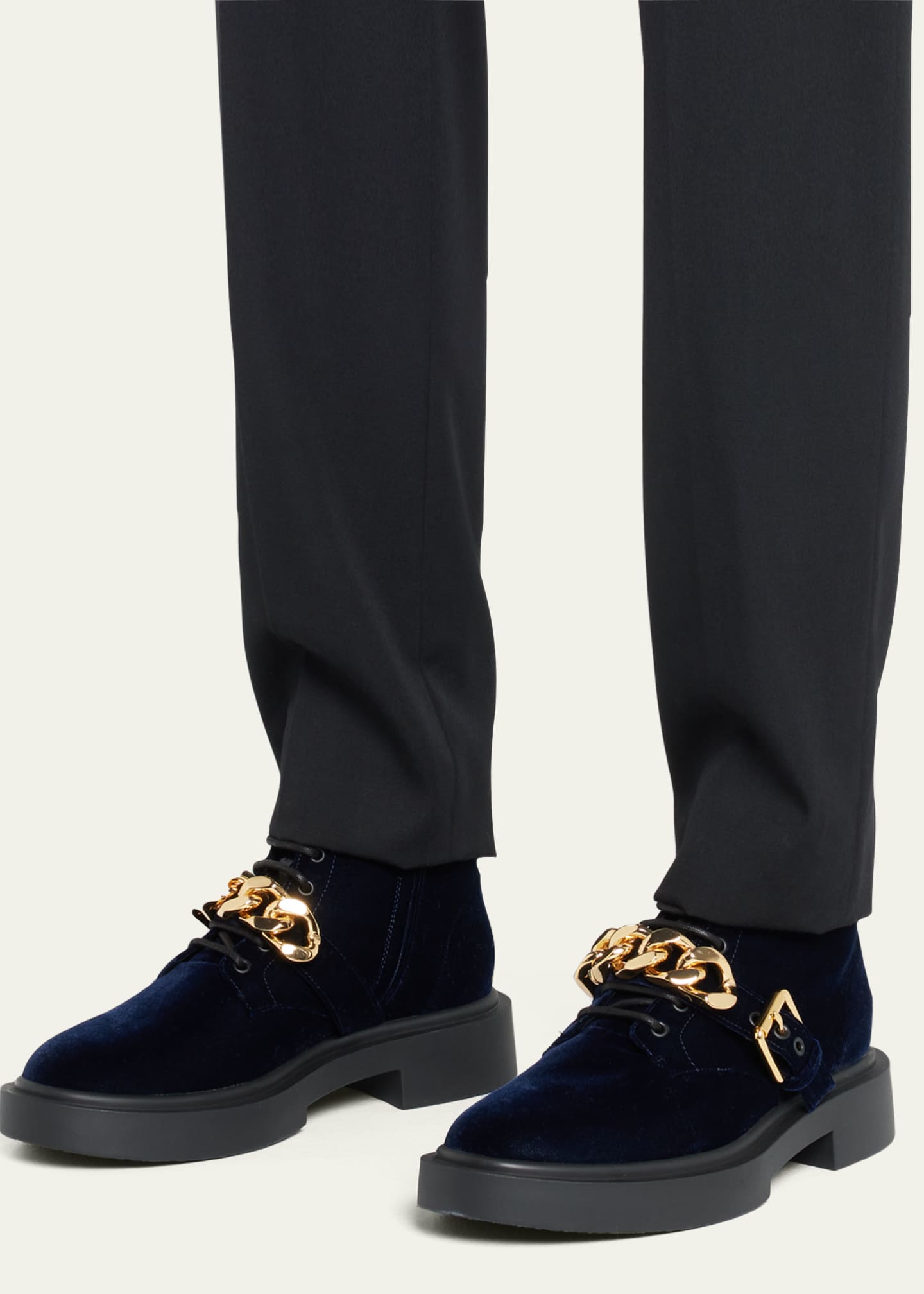Giuseppe Zanotti Men s Chain Strap Velvet Lace Up Boots